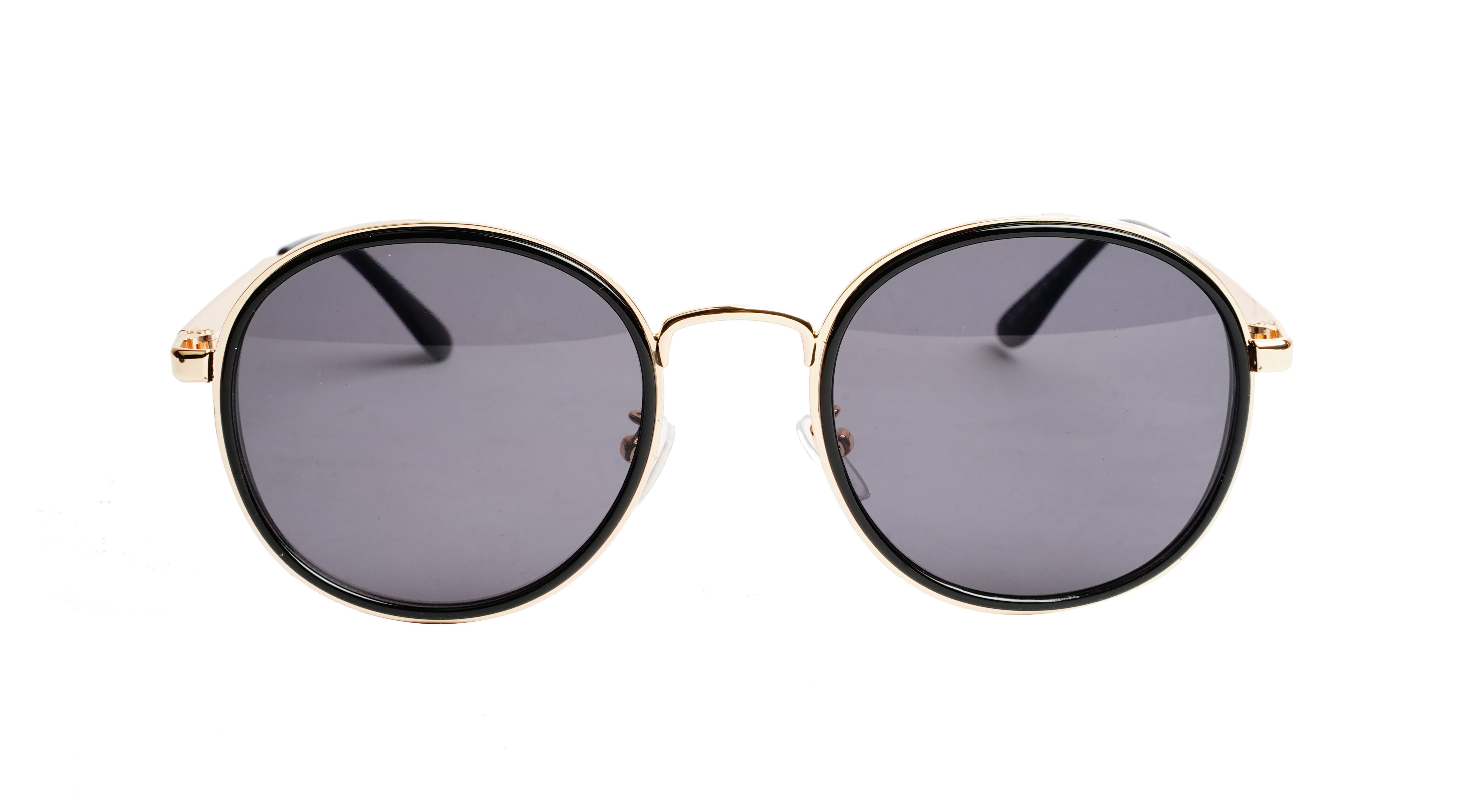 Unisex Medium Round Sunglasses. Golden Metal Frame.