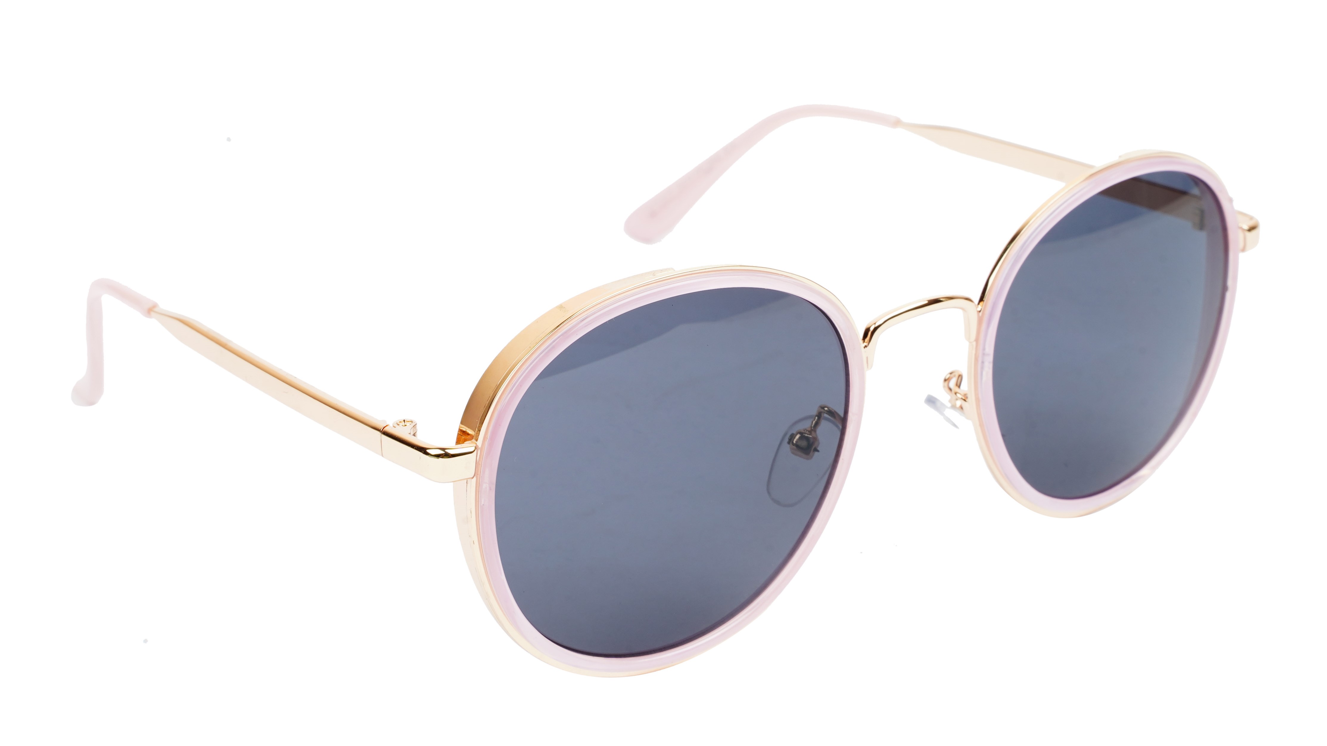 Female Medium Round Sunglasses. Golden&Pink Frame