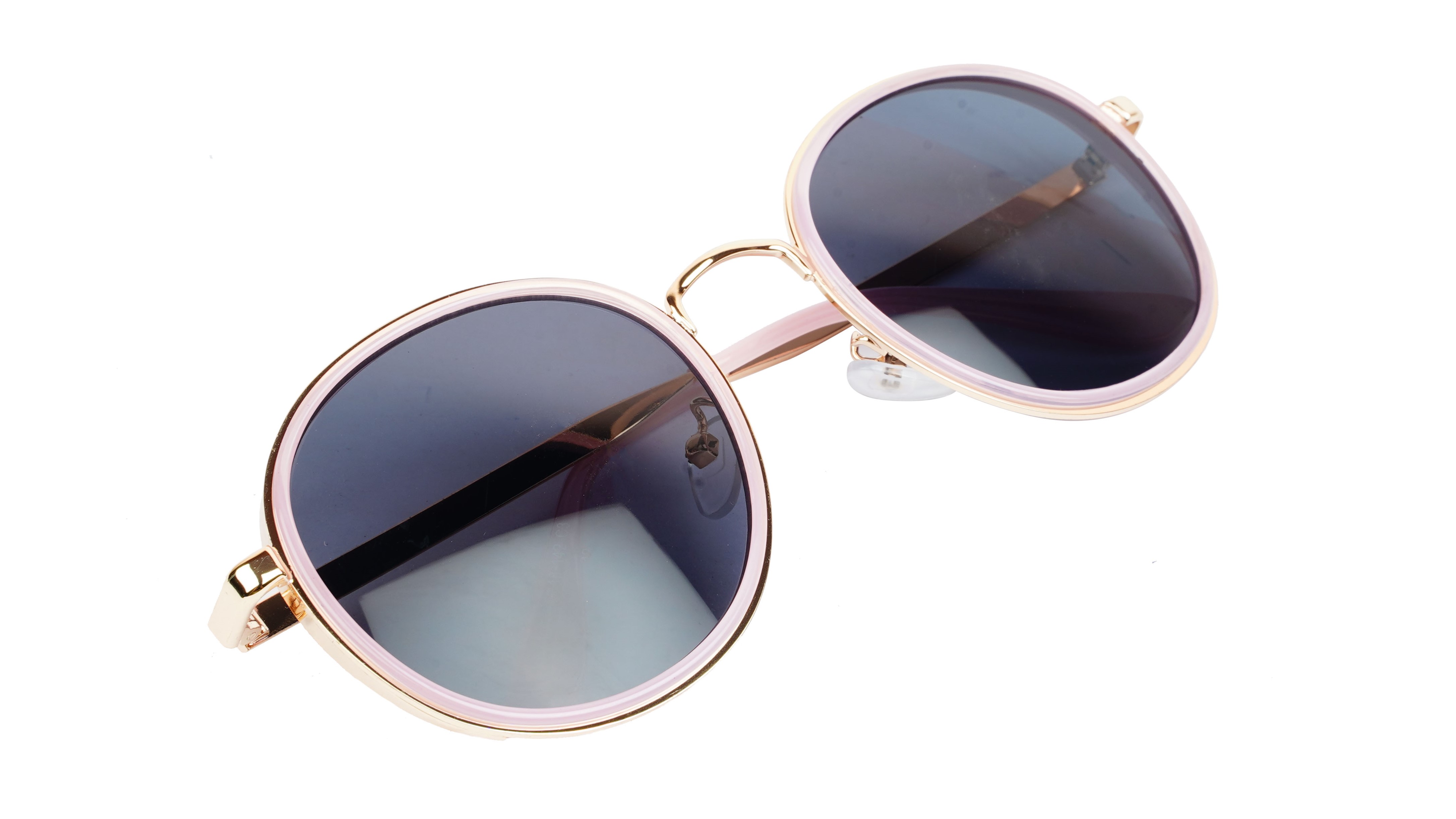 Female Medium Round Sunglasses. Golden&Pink Frame