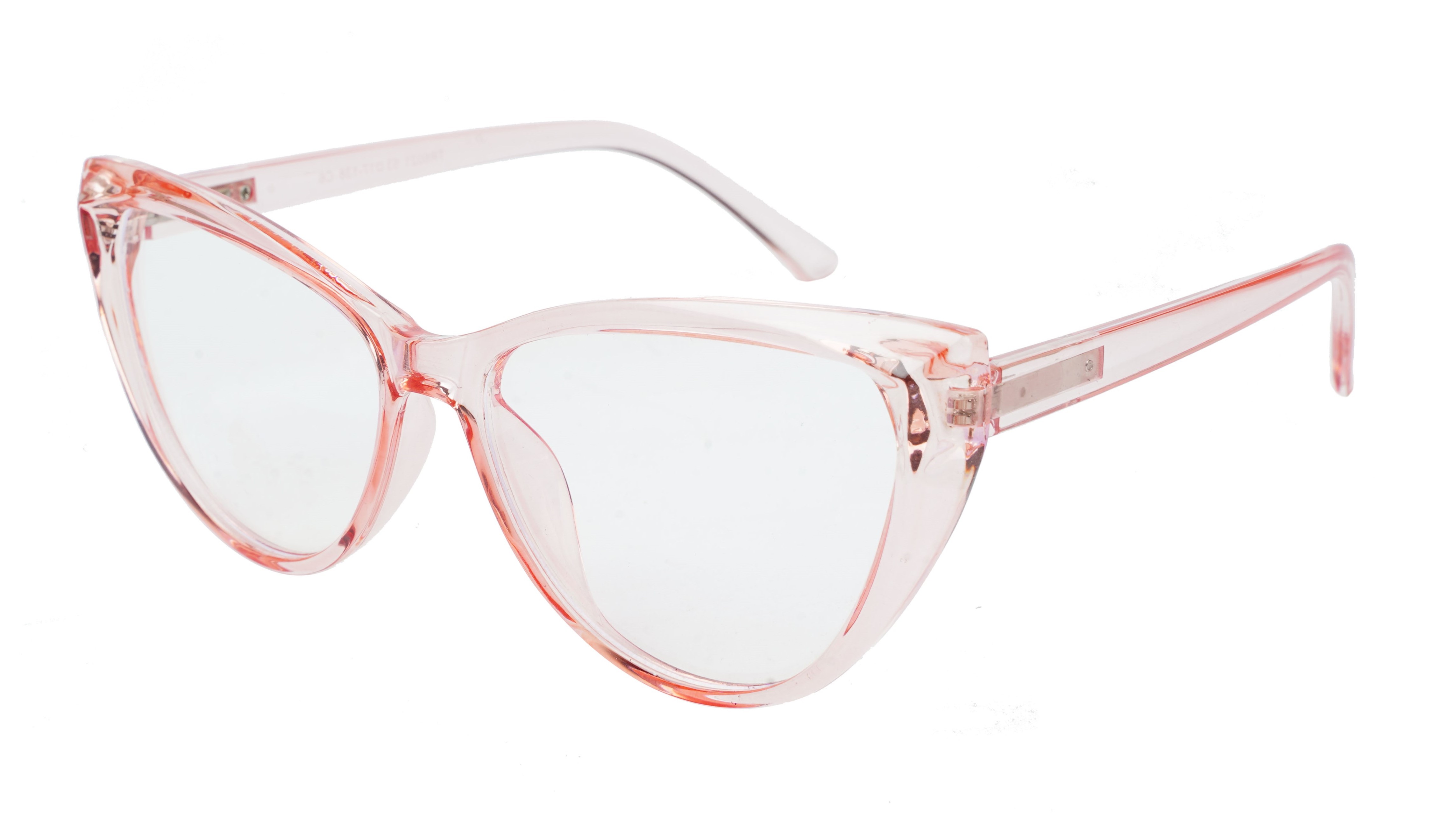 Female Oversize Cat Eye Spectacle Frame. See Through Pink Color