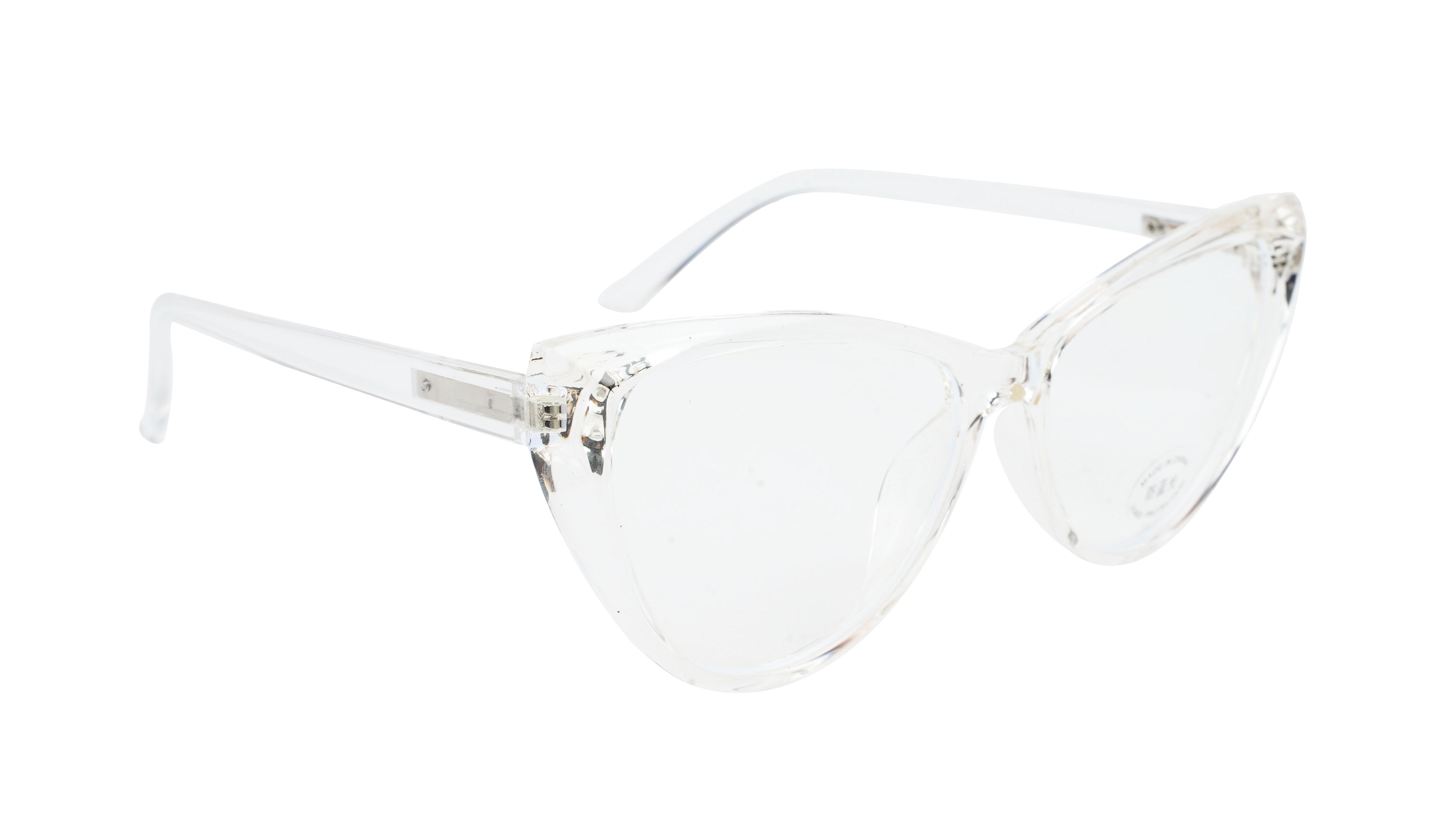 Female Oversize Cat Eye Spectacle Frame. Transparent Frame