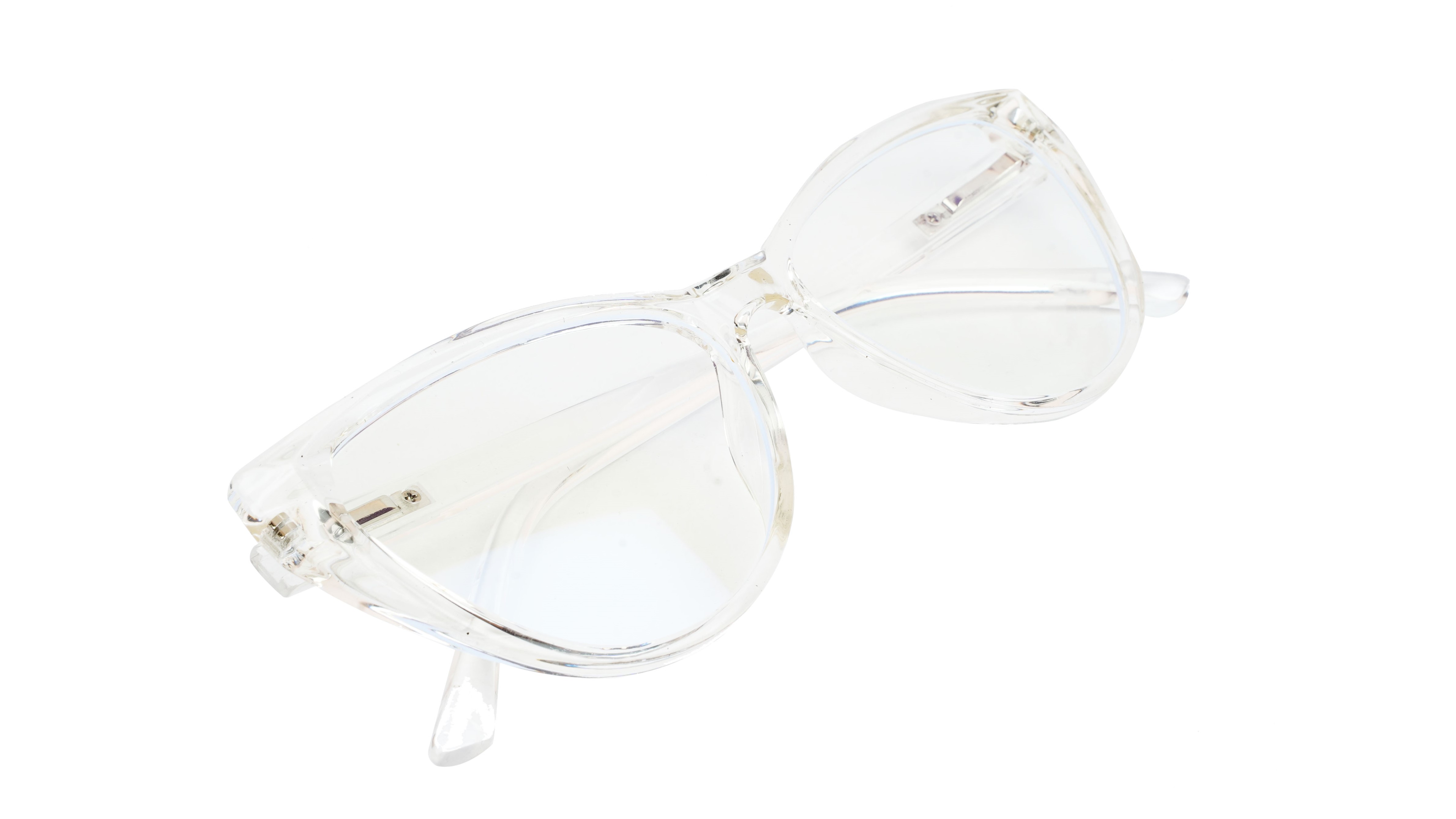 Female Oversize Cat Eye Spectacle Frame. Transparent Frame