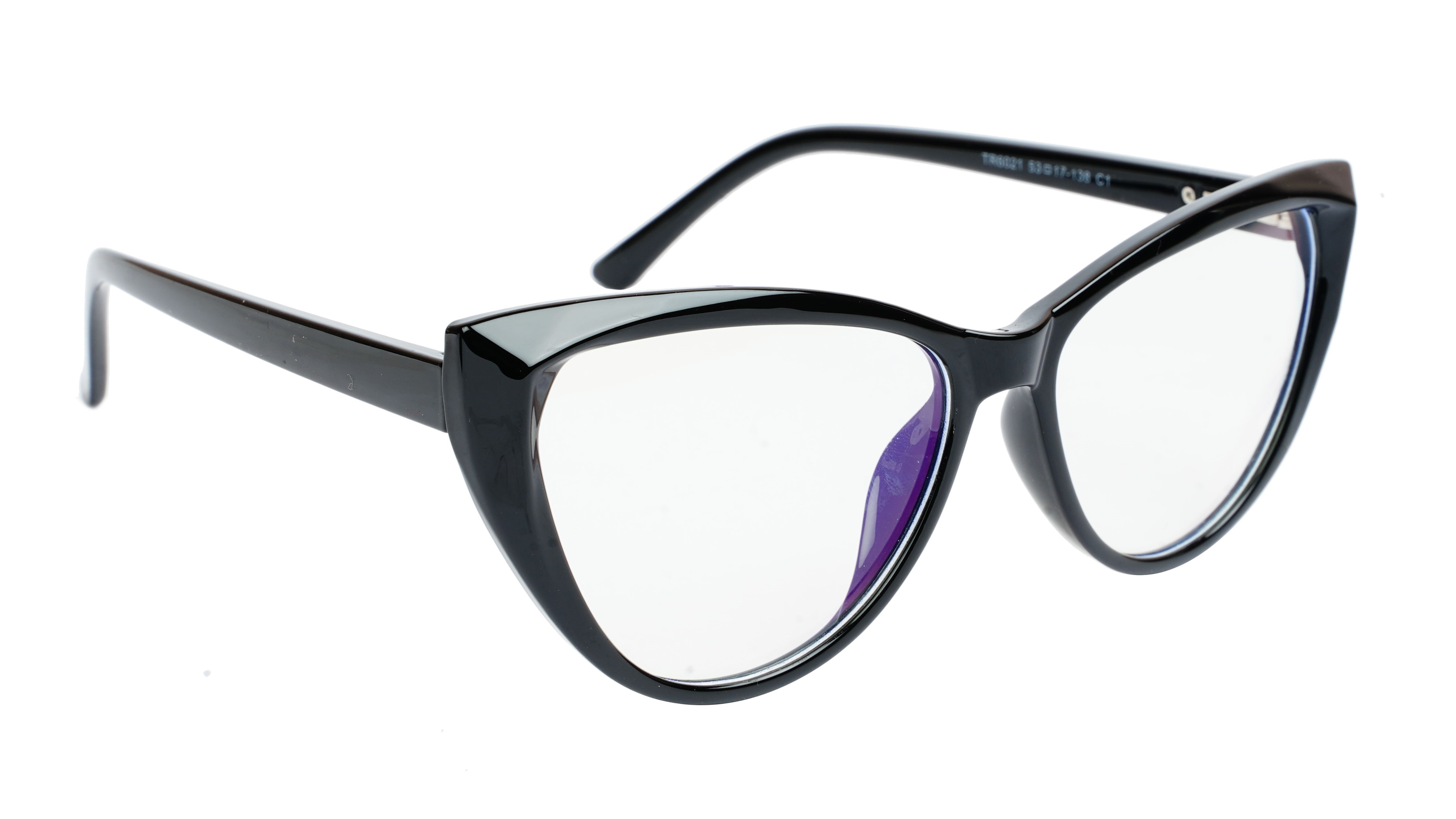 Female Oversize Cat Eye Spectacle Frame. Glossy Black