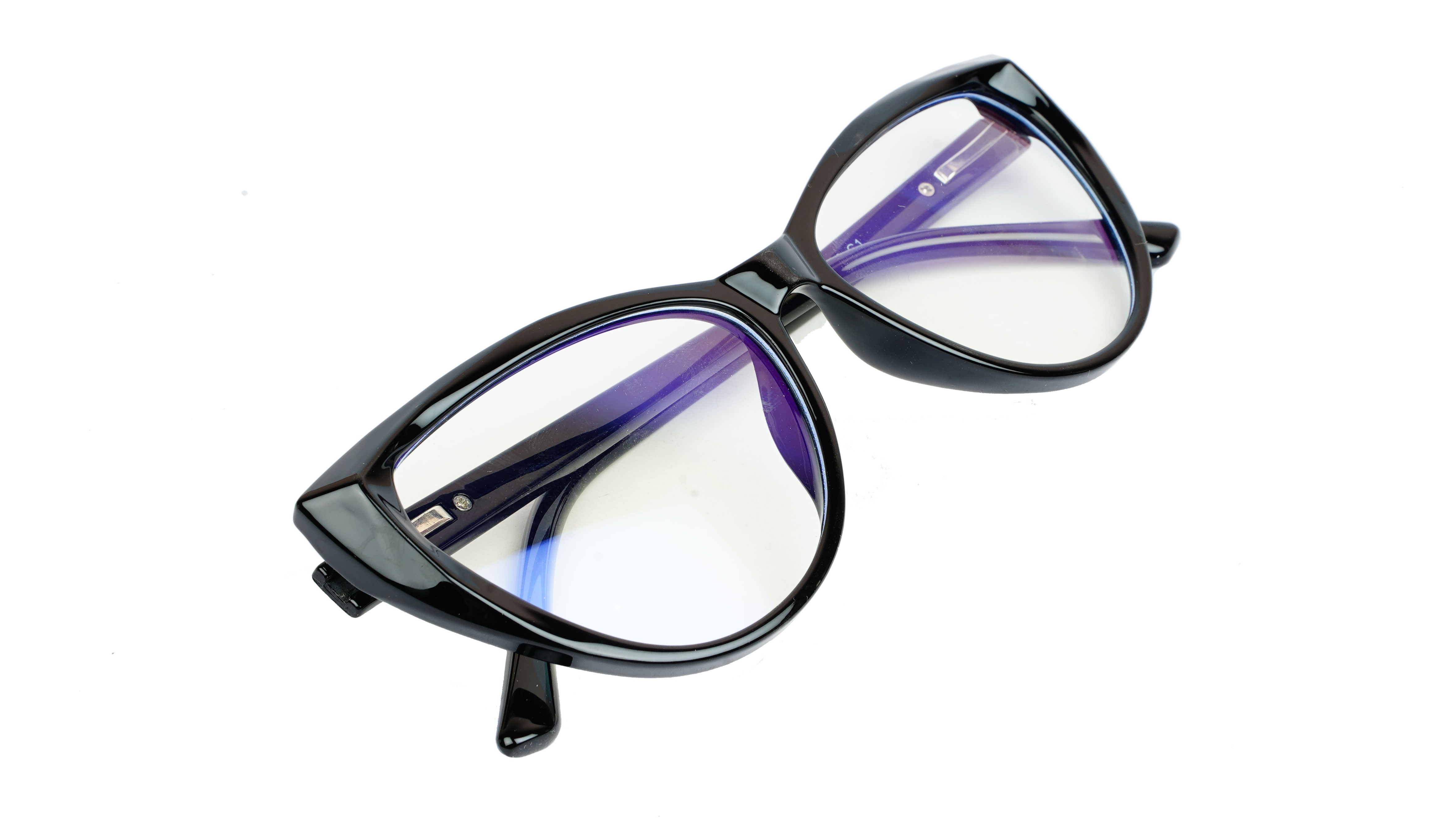 Female Oversize Cat Eye Spectacle Frame. Glossy Black