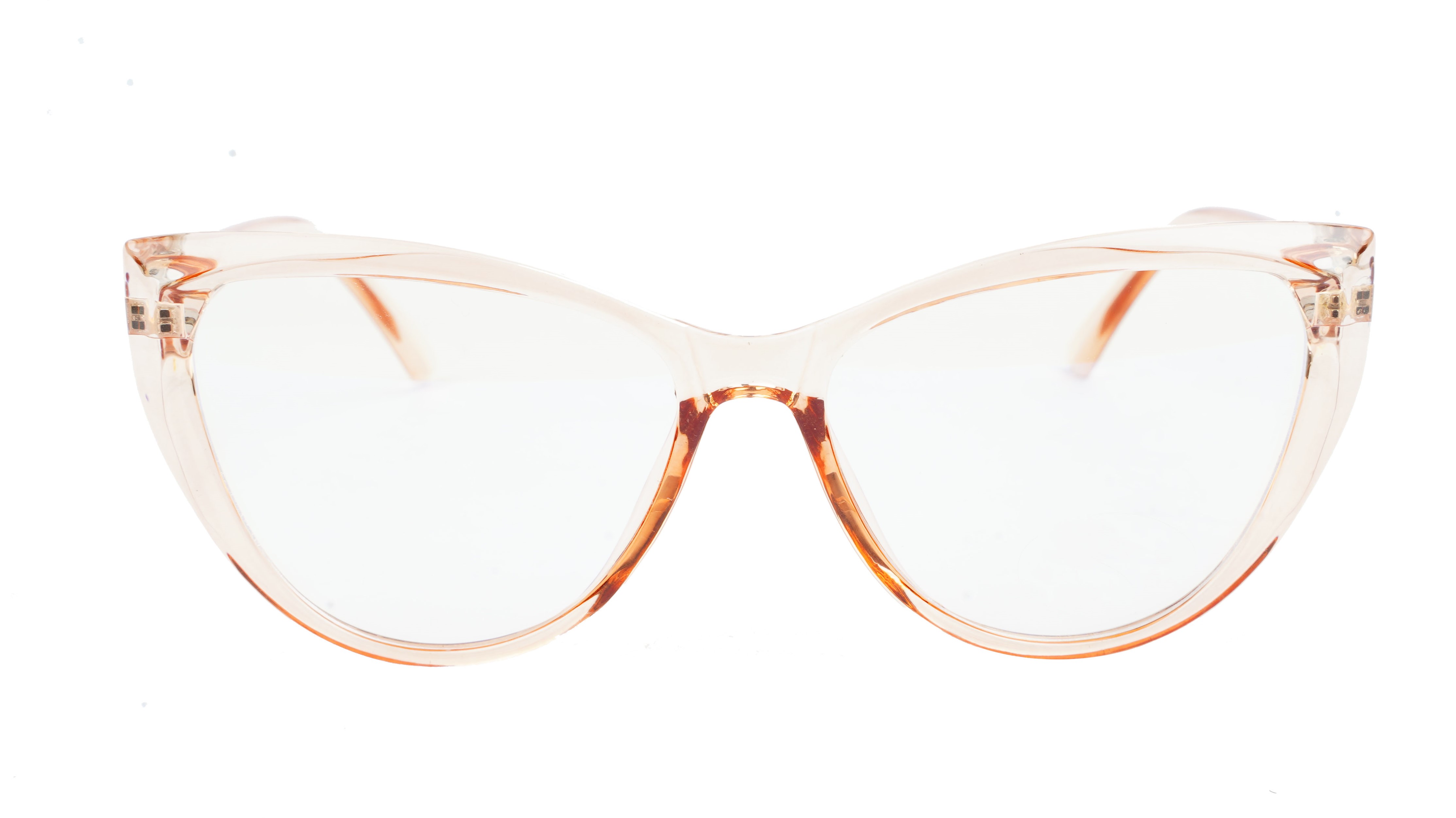 Female Oversize Cat Eye Spectacle Frame. See Through Brown Color