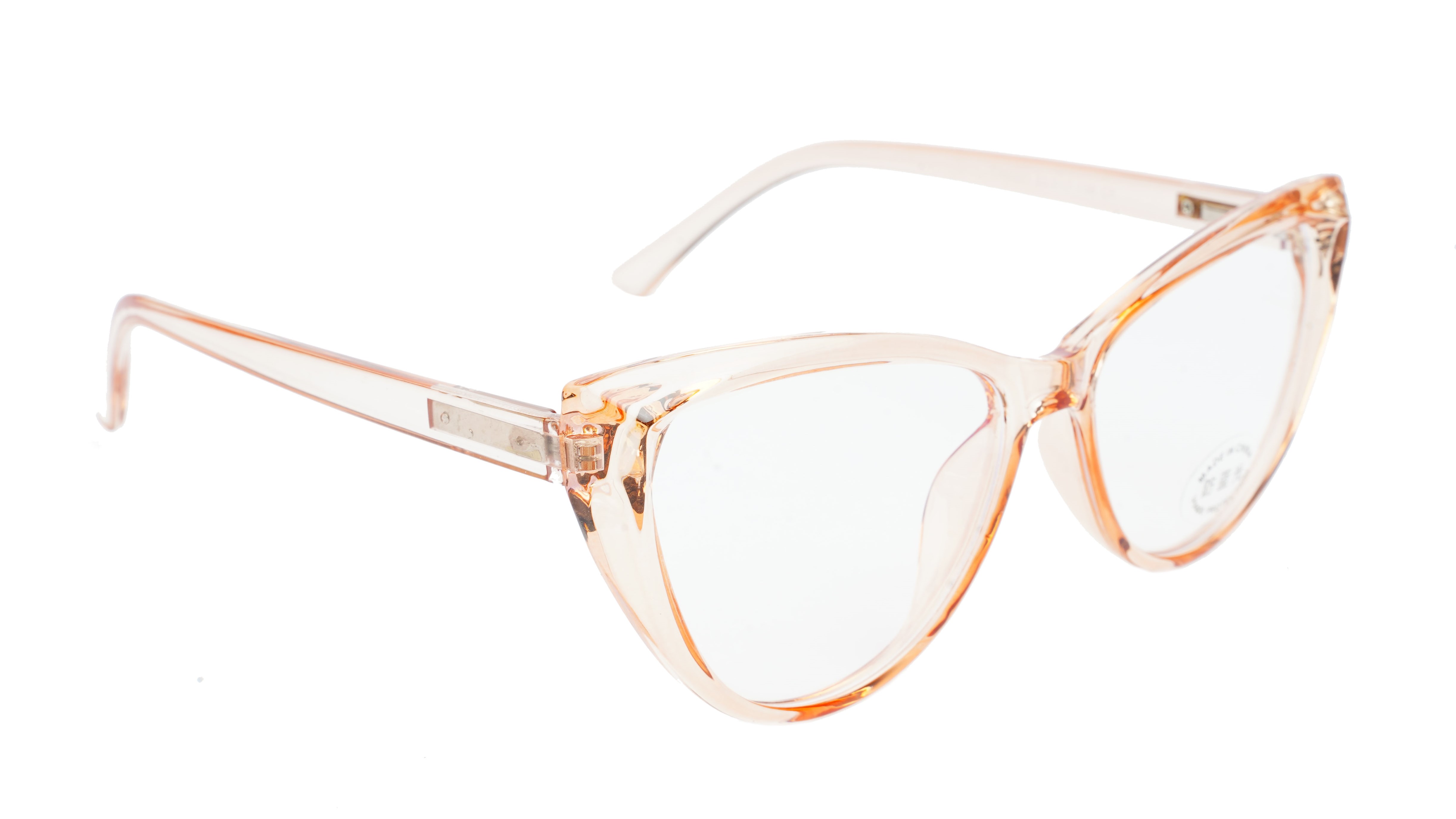 Female Oversize Cat Eye Spectacle Frame. See Through Brown Color