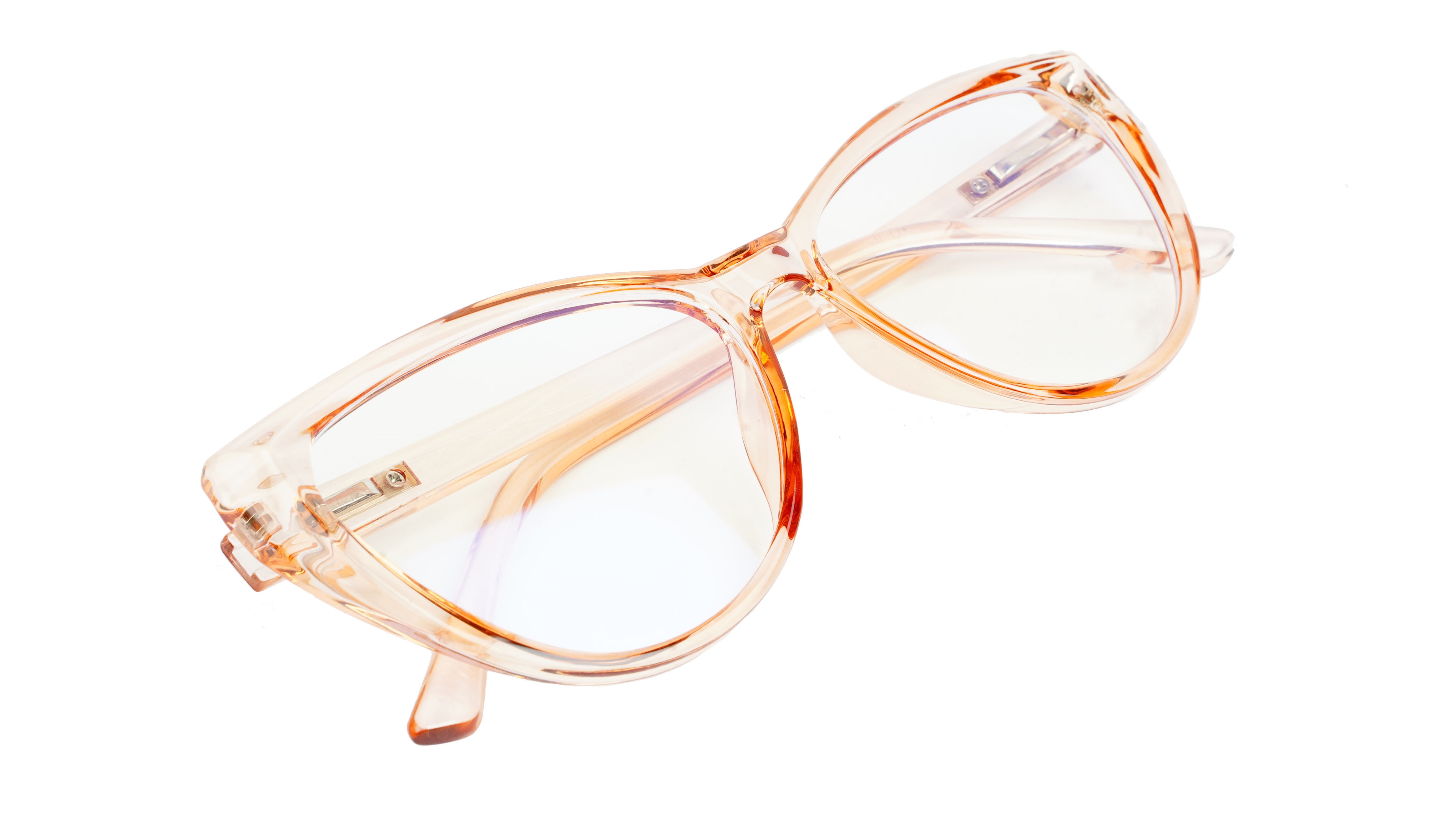 Female Oversize Cat Eye Spectacle Frame. See Through Brown Color