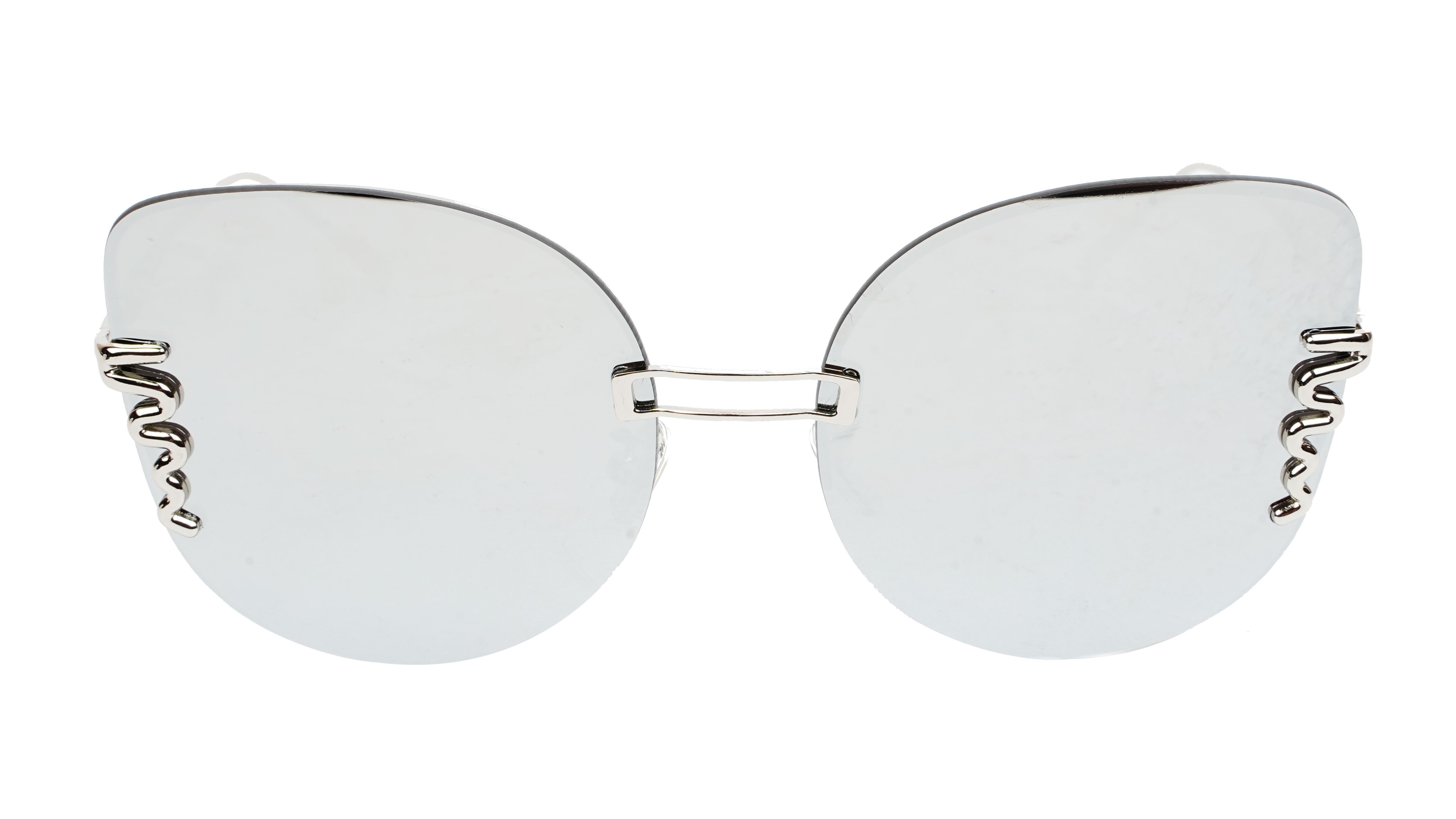 Female Oversized Cat Eye Sunglasses. Reflective Silver Lens