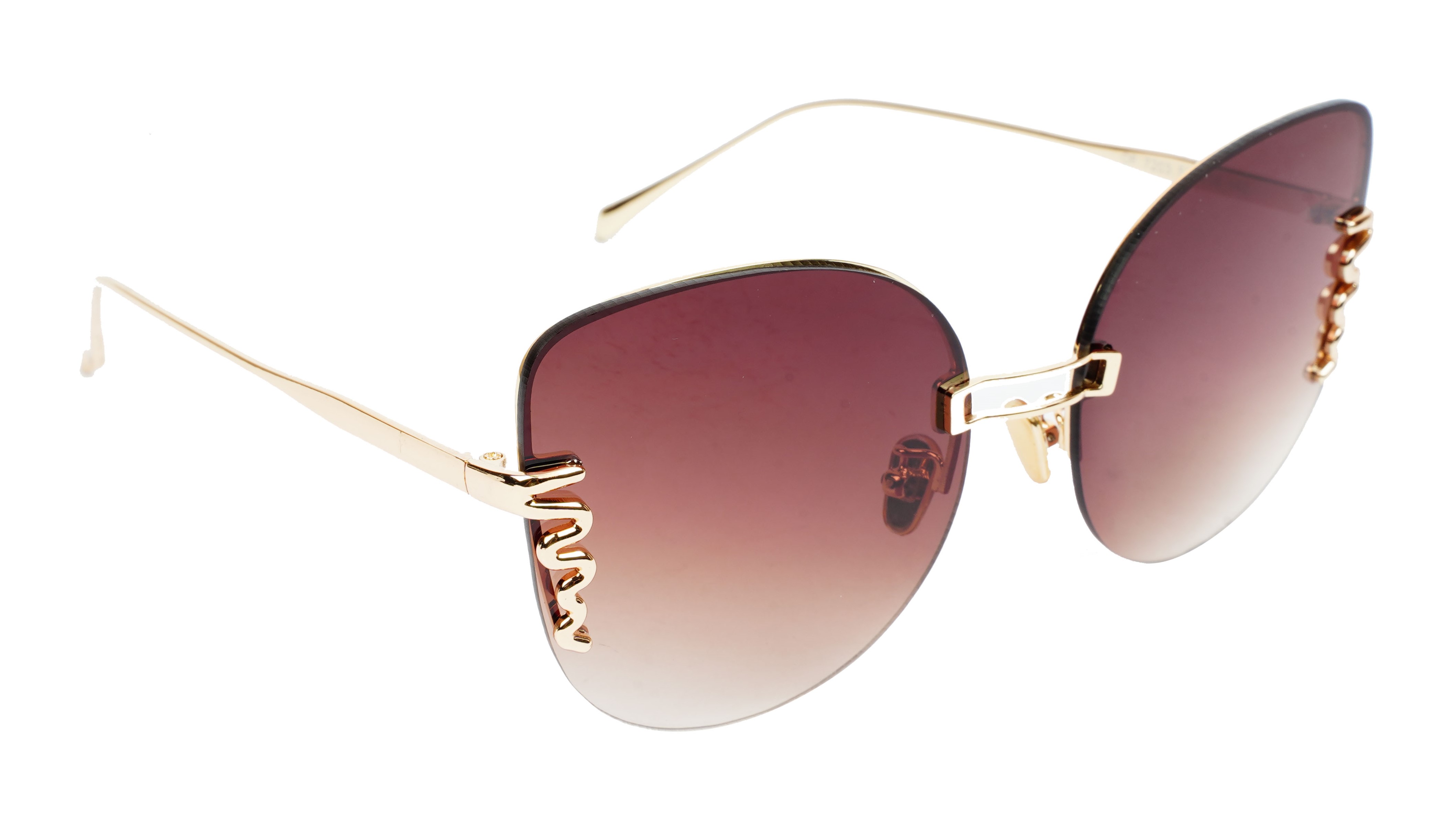 Female Oversized Cat Eye Sunglasses. See Through Gradient Brown Lens