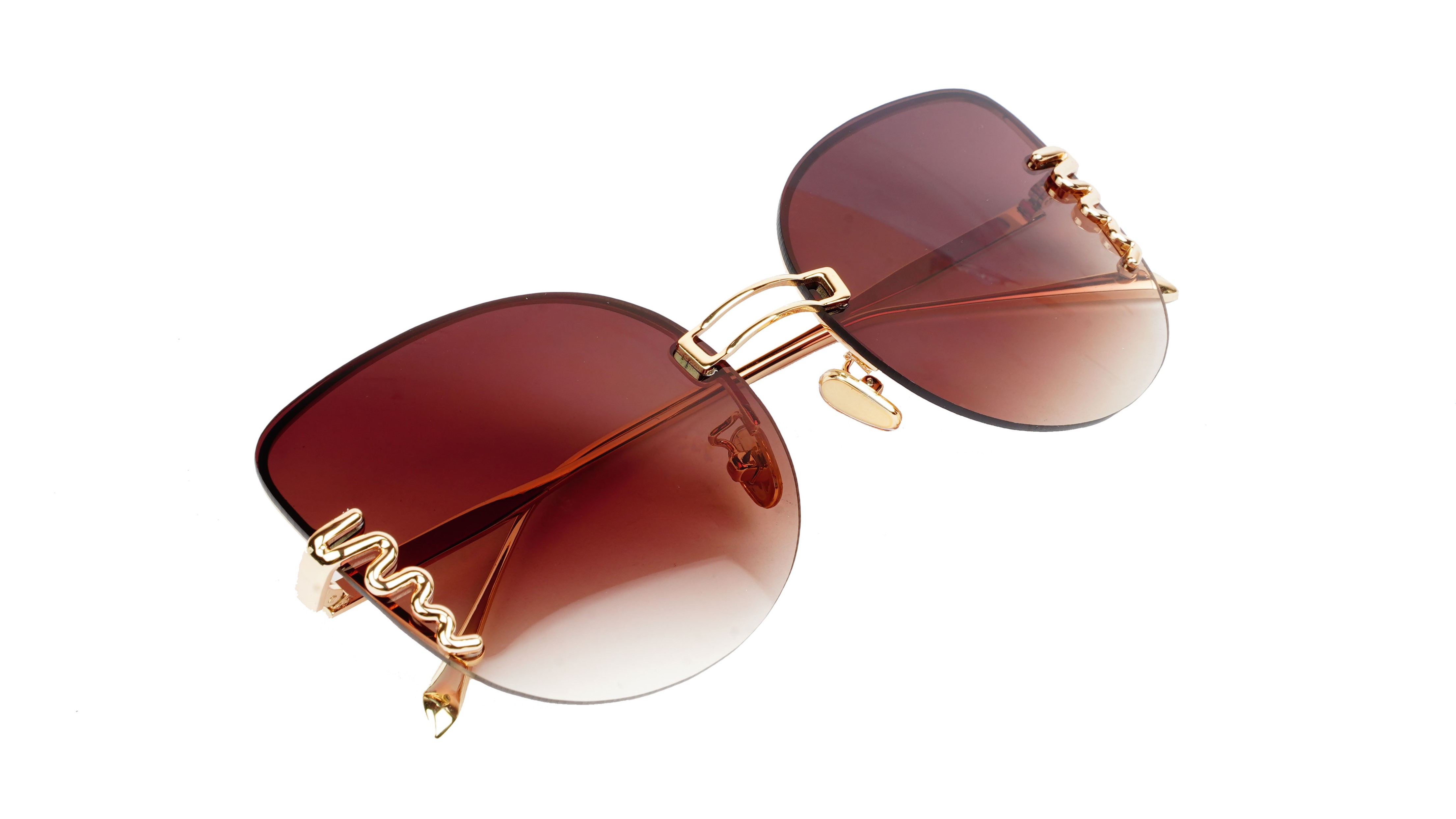 Female Oversized Cat Eye Sunglasses. See Through Gradient Brown Lens