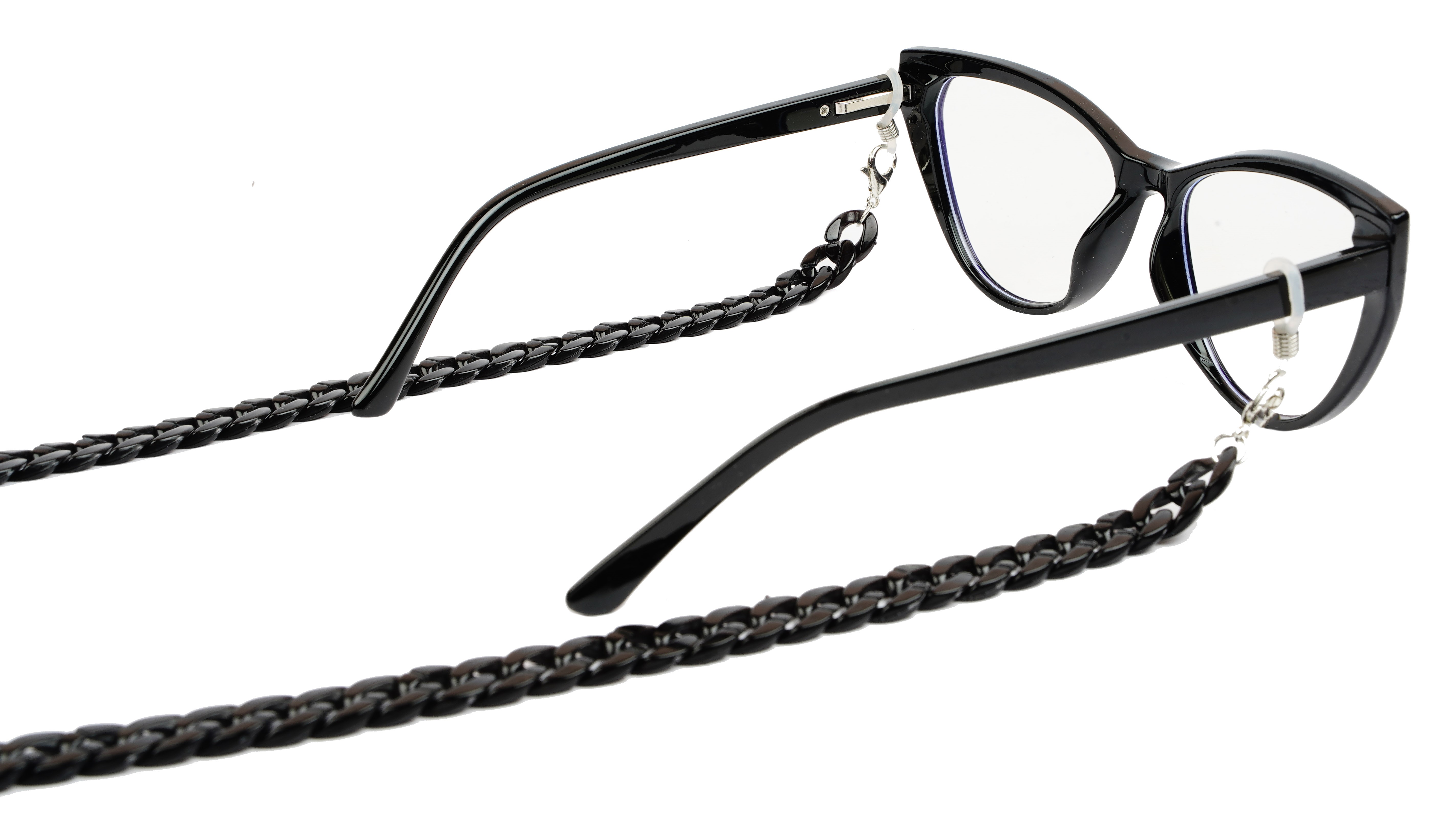 Soigné Female Large Cateye Sunglasses.See Through Green Frame with Black color Chain