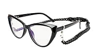 Soigné Female Large Cateye Sunglasses.Glossy Black with Multi Color Sunglasses Chain Soigné Female Large Cateye Sunglasses.Glossy Black with Multi Color Sunglasses Chain