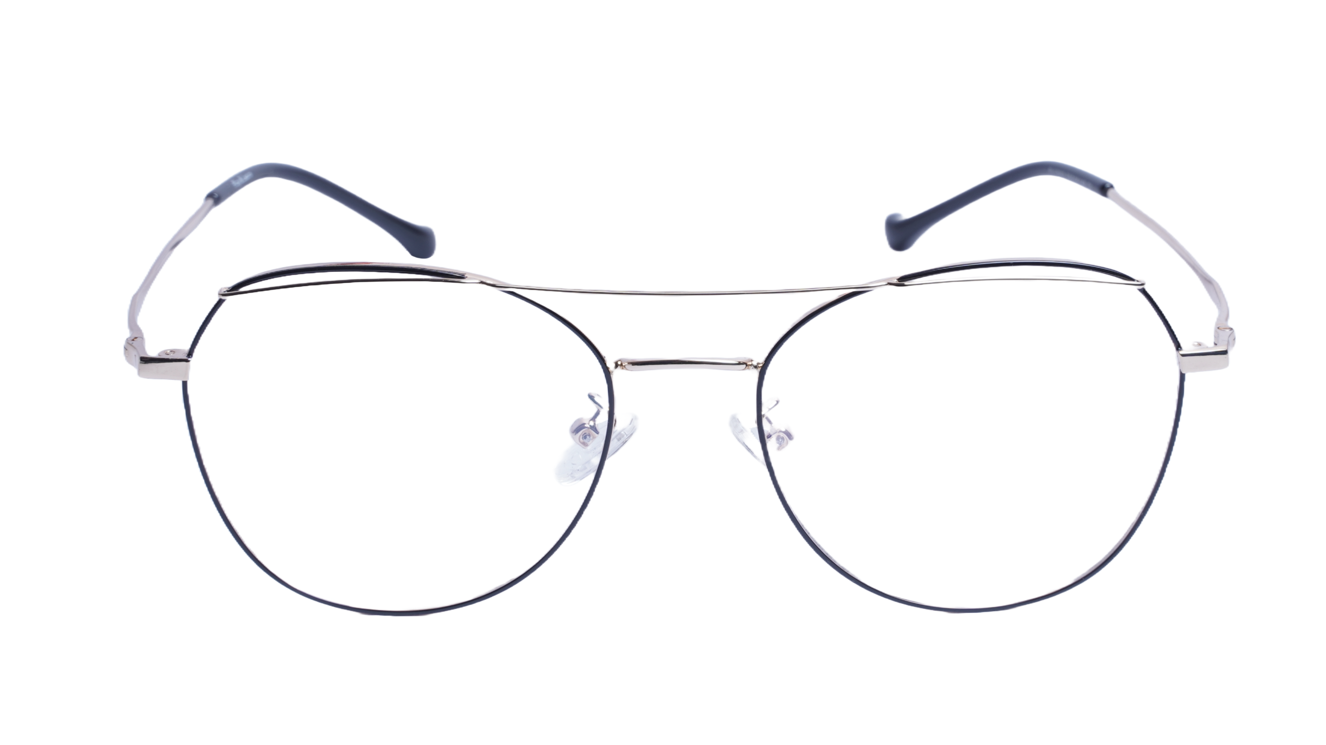 Soigné Unisex Aviator Spectacle Frame.Black&Gold-Medium