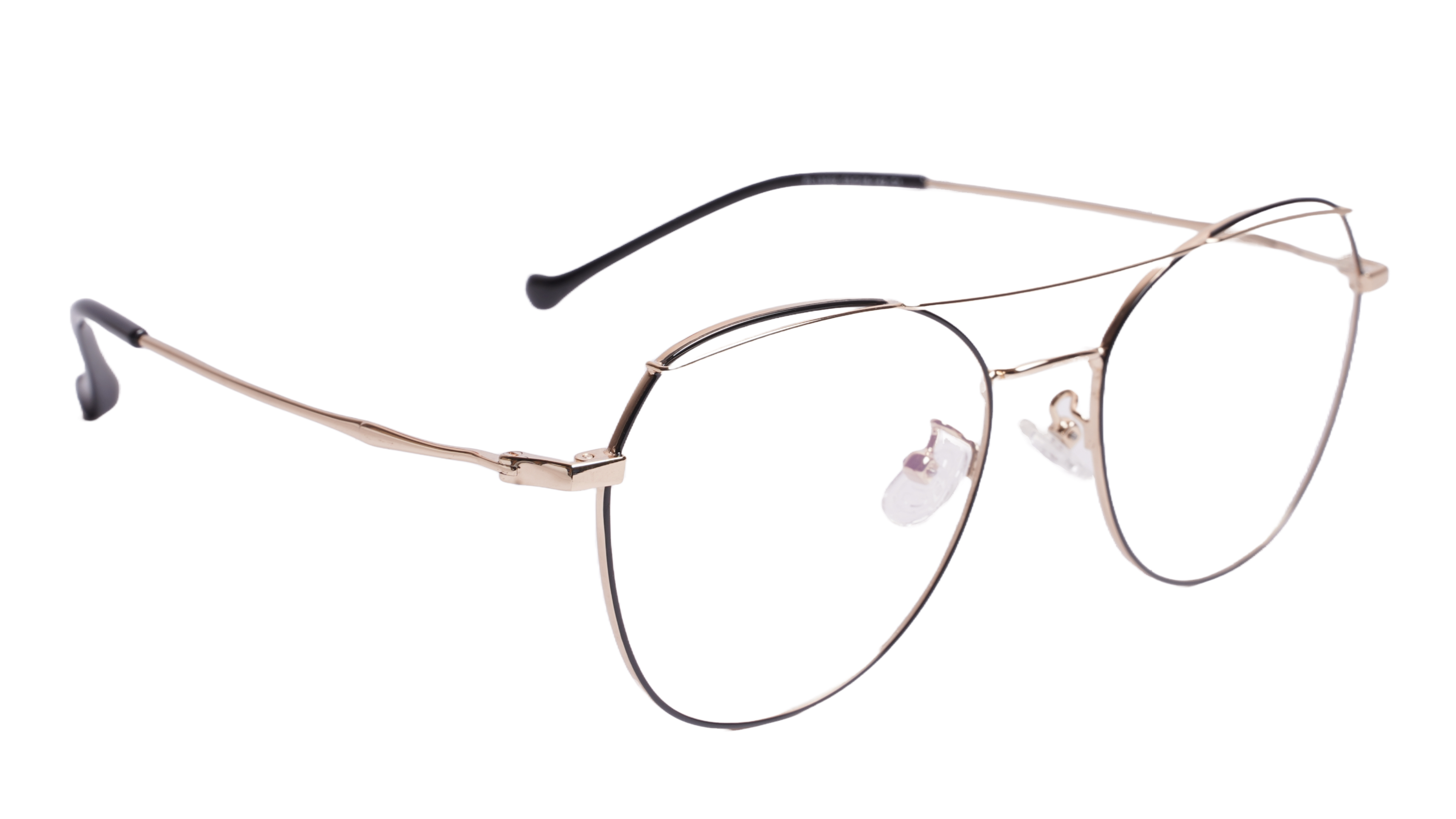 Soigné Unisex Aviator Spectacle Frame.Black&Gold-Medium
