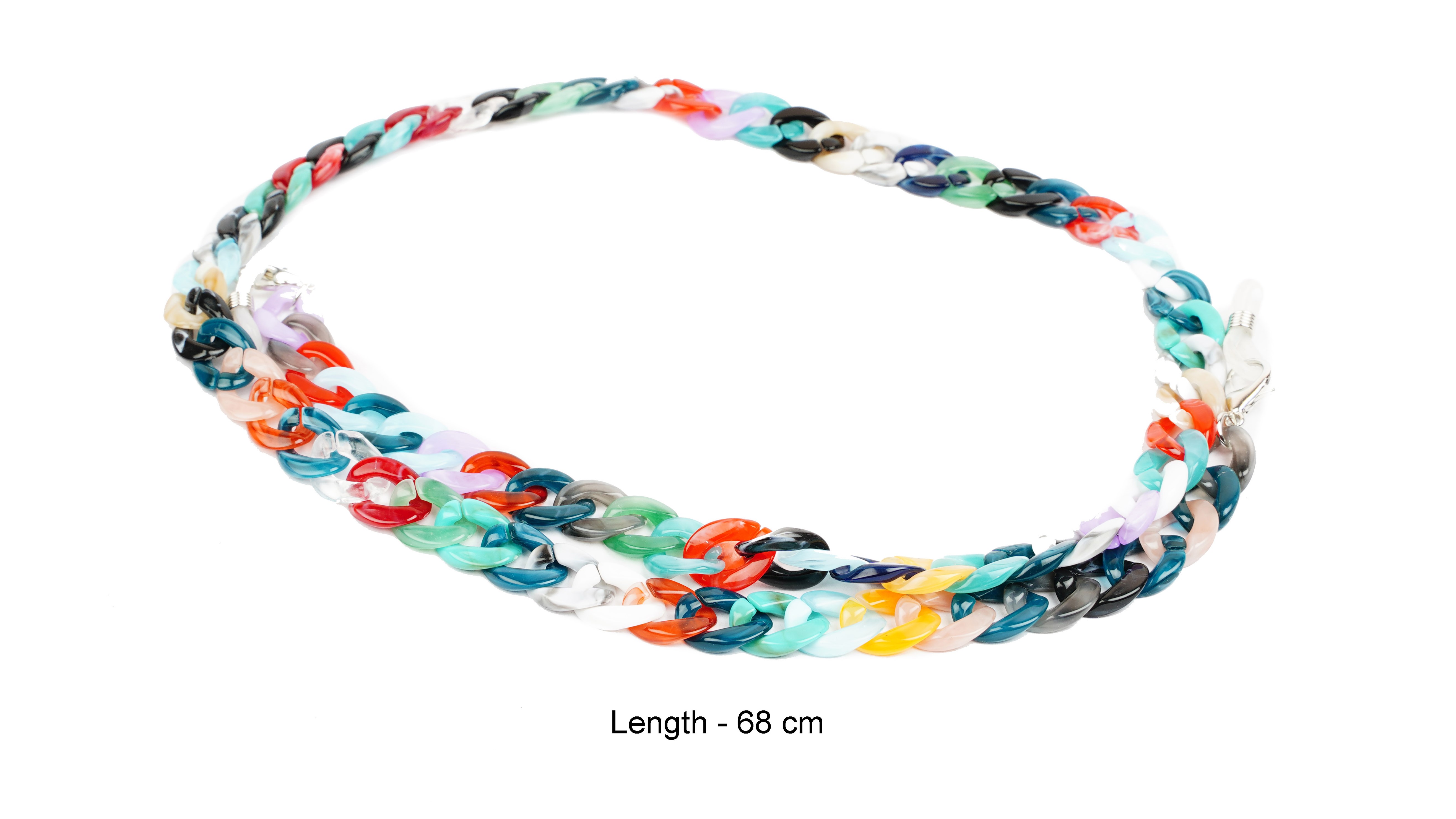 Soigné Female Medium Round Sunglasses.Golden Frame with Multi Color Sunglasses Chain