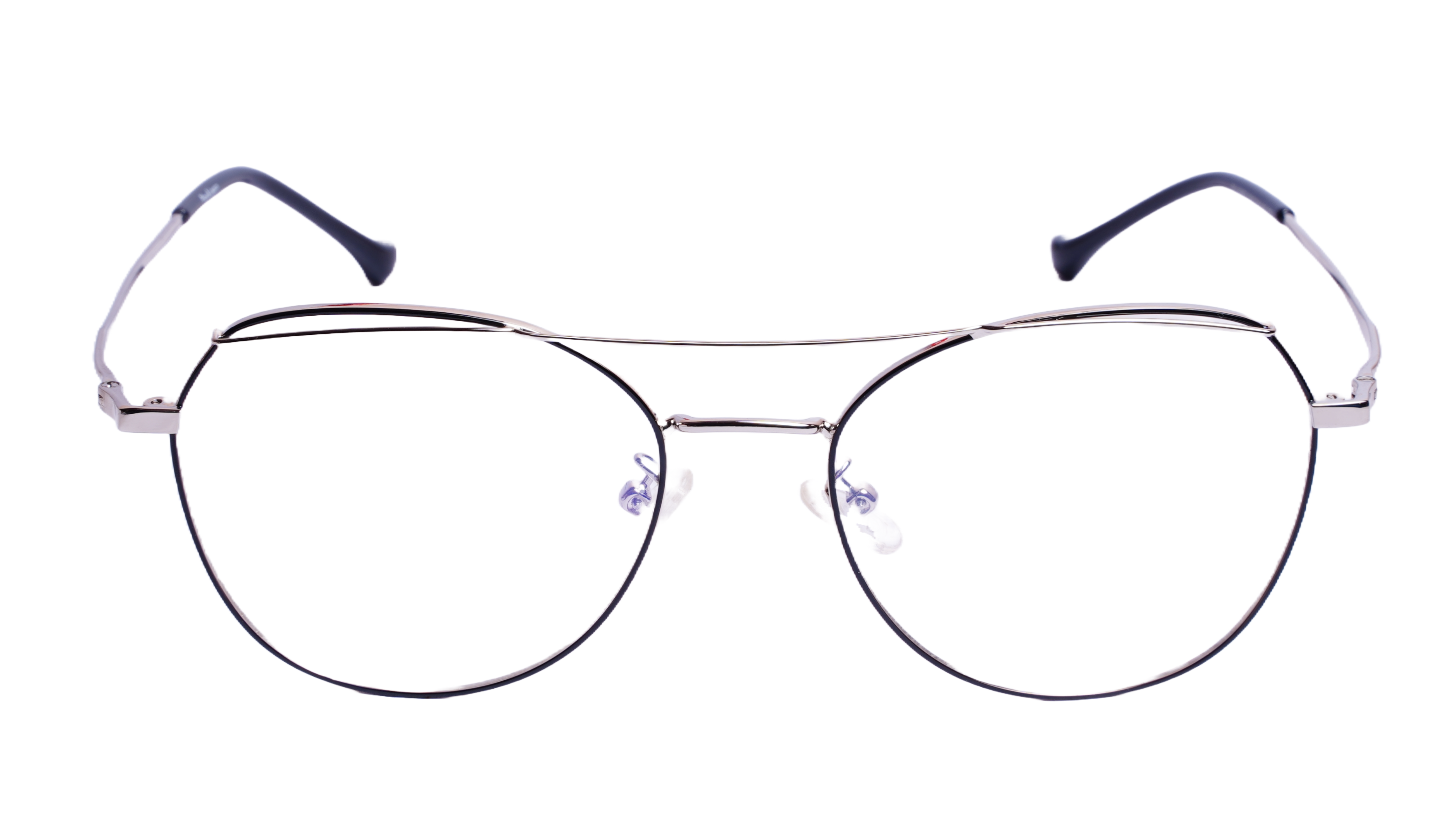 Soigné Unisex Aviator Spectacle Frame.Black&Silver-Medium