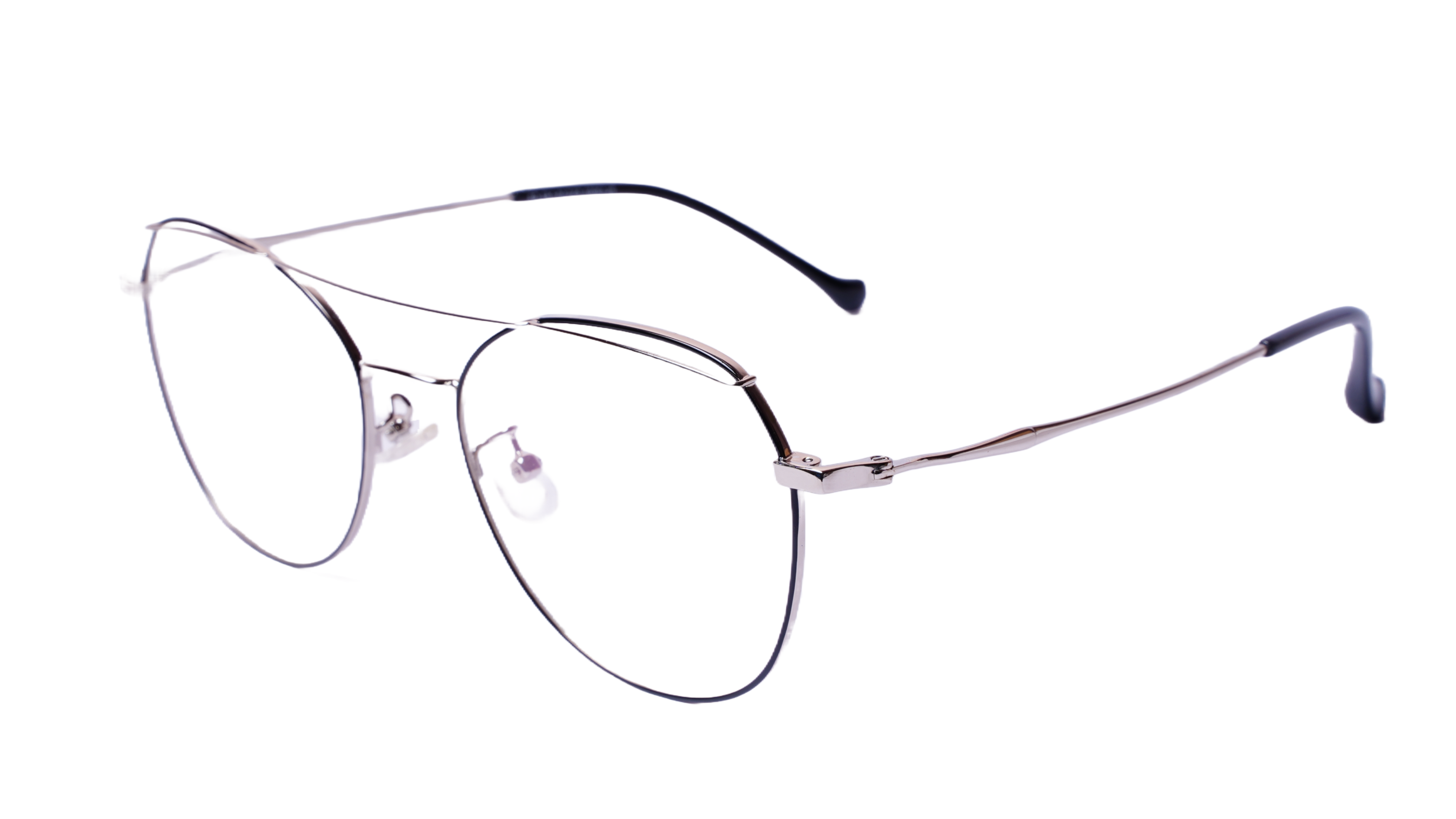 Soigné Unisex Aviator Spectacle Frame.Black&Silver-Medium