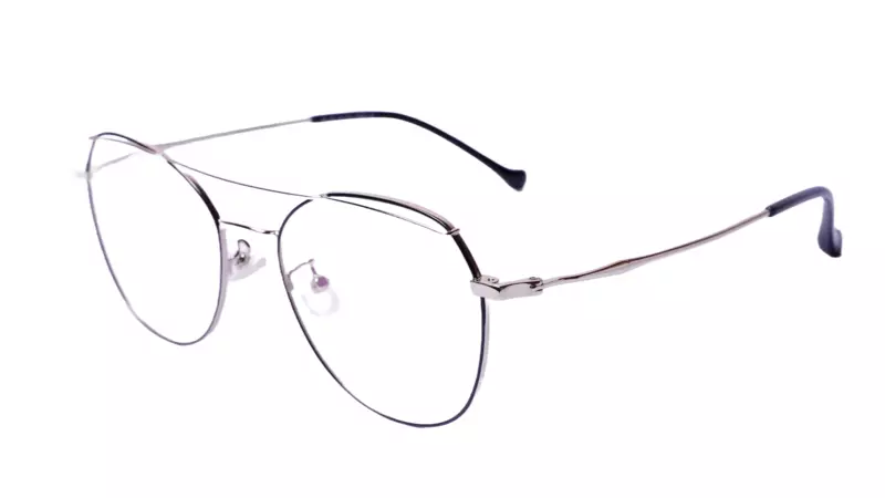 Soigné Unisex Aviator Spectacle Frame.Black&Silver-Medium