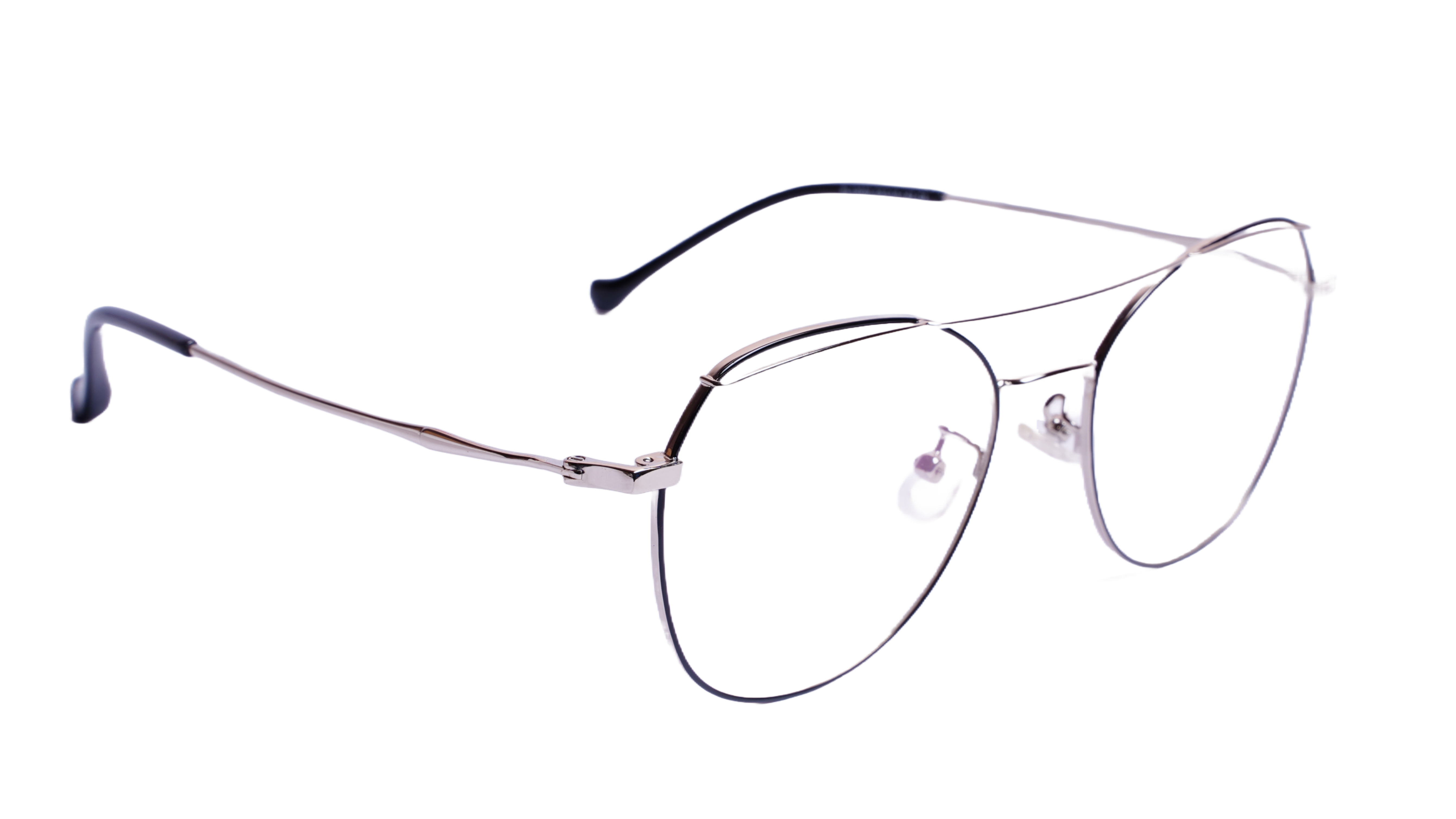 Soigné Unisex Aviator Spectacle Frame.Black&Silver-Medium