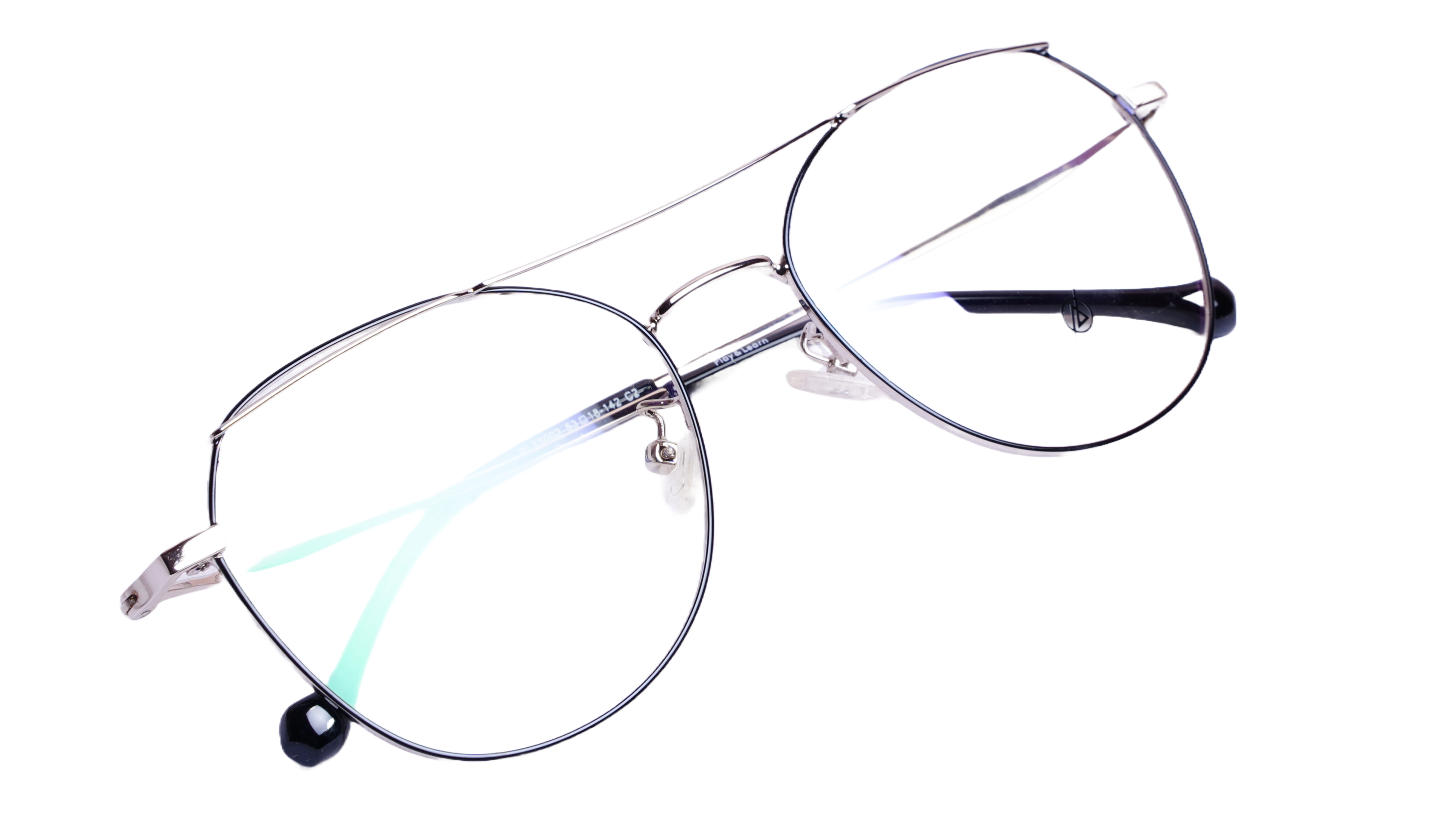 Soigné Unisex Aviator Spectacle Frame.Black&Silver-Medium
