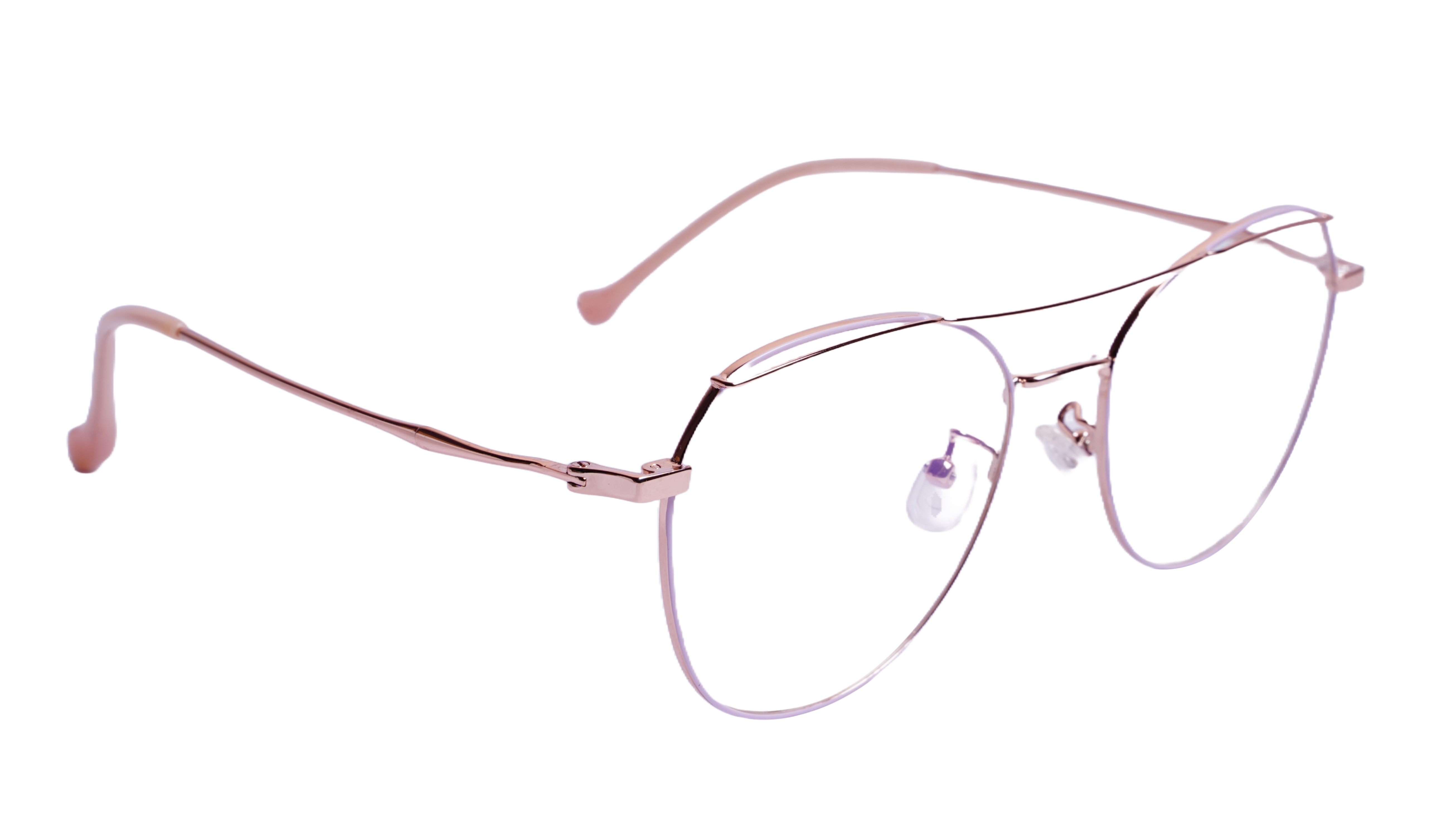 Soigné Unisex Aviator Spectacle Frame.Rose gold-Medium