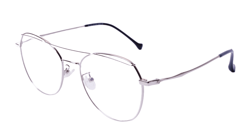 Soigné Unisex Aviator Spectacle Frame.Silver Color-Medium Soigné Unisex Aviator Spectacle Frame.Silver Color-Medium