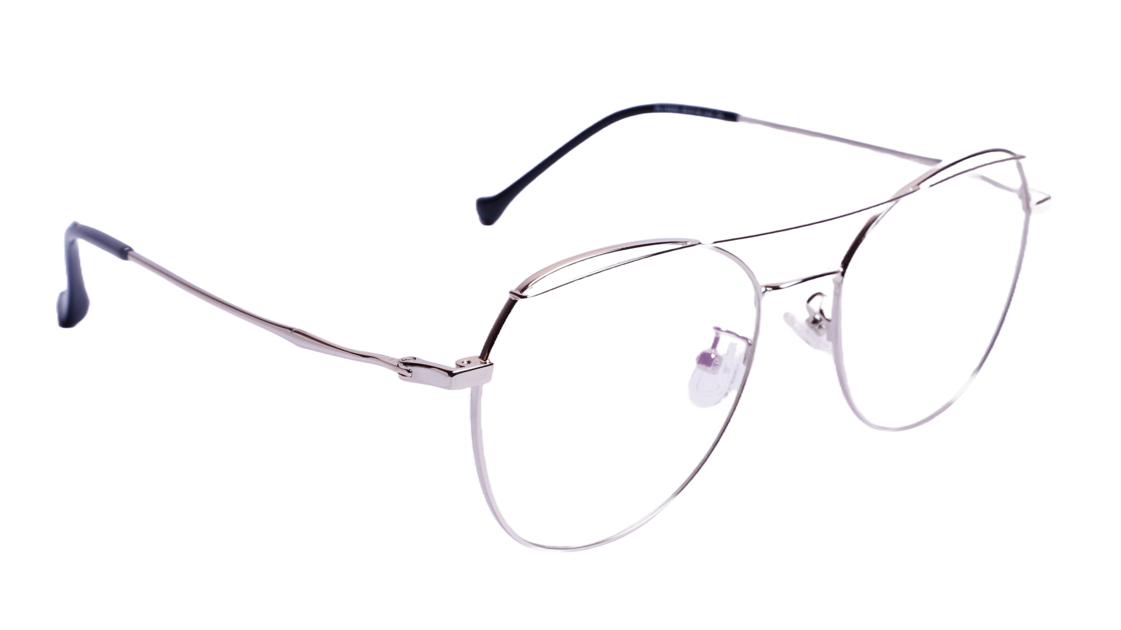 Soigné Unisex Aviator Spectacle Frame.Silver Color-Medium