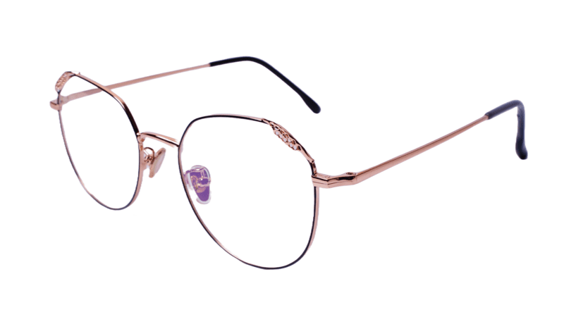Soigné Female Round Spectacle Frame.Golden&Black-Medium Soigné Female Round Spectacle Frame.Golden&Black-Medium