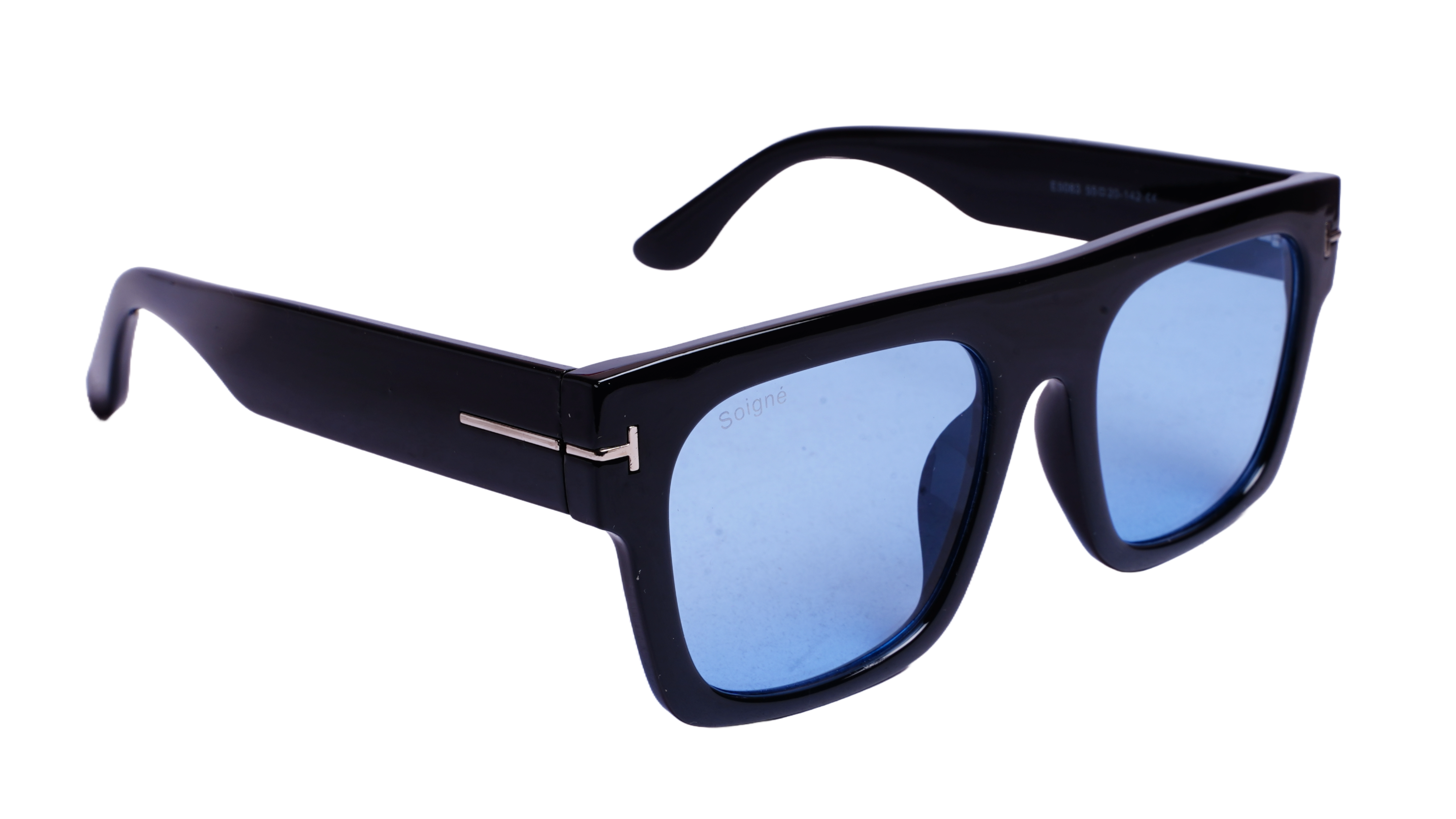 Soigné Unisex Oversized Square Sunglasses.Glossy Black