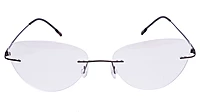Female Rimless Cat Eye Spectacle Frame. Bronze Color Metal Frame. Size-MEDIUM.