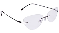 Female Rimless Cat Eye Spectacle Frame. Bronze Color Metal Frame. Size-MEDIUM.