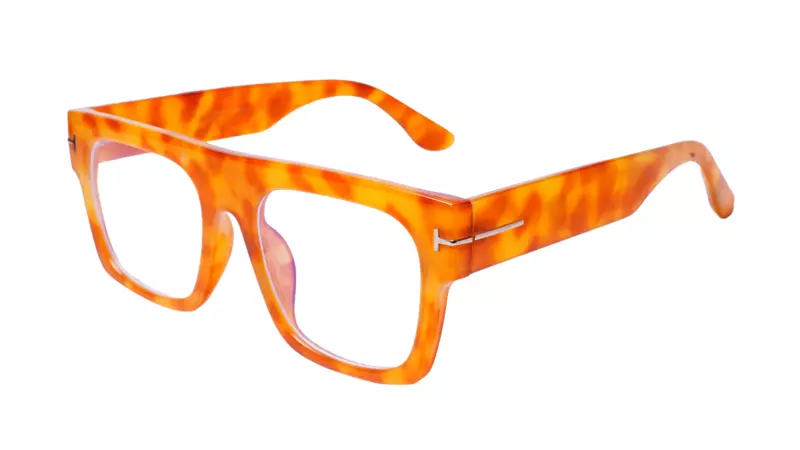 Soigné Unisex Oversized Square Spectacle Frame.Yellow&Brown