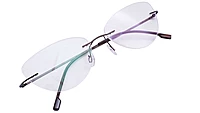 Female Rimless Cat Eye Spectacle Frame. Bronze Color Metal Frame. Size-MEDIUM.