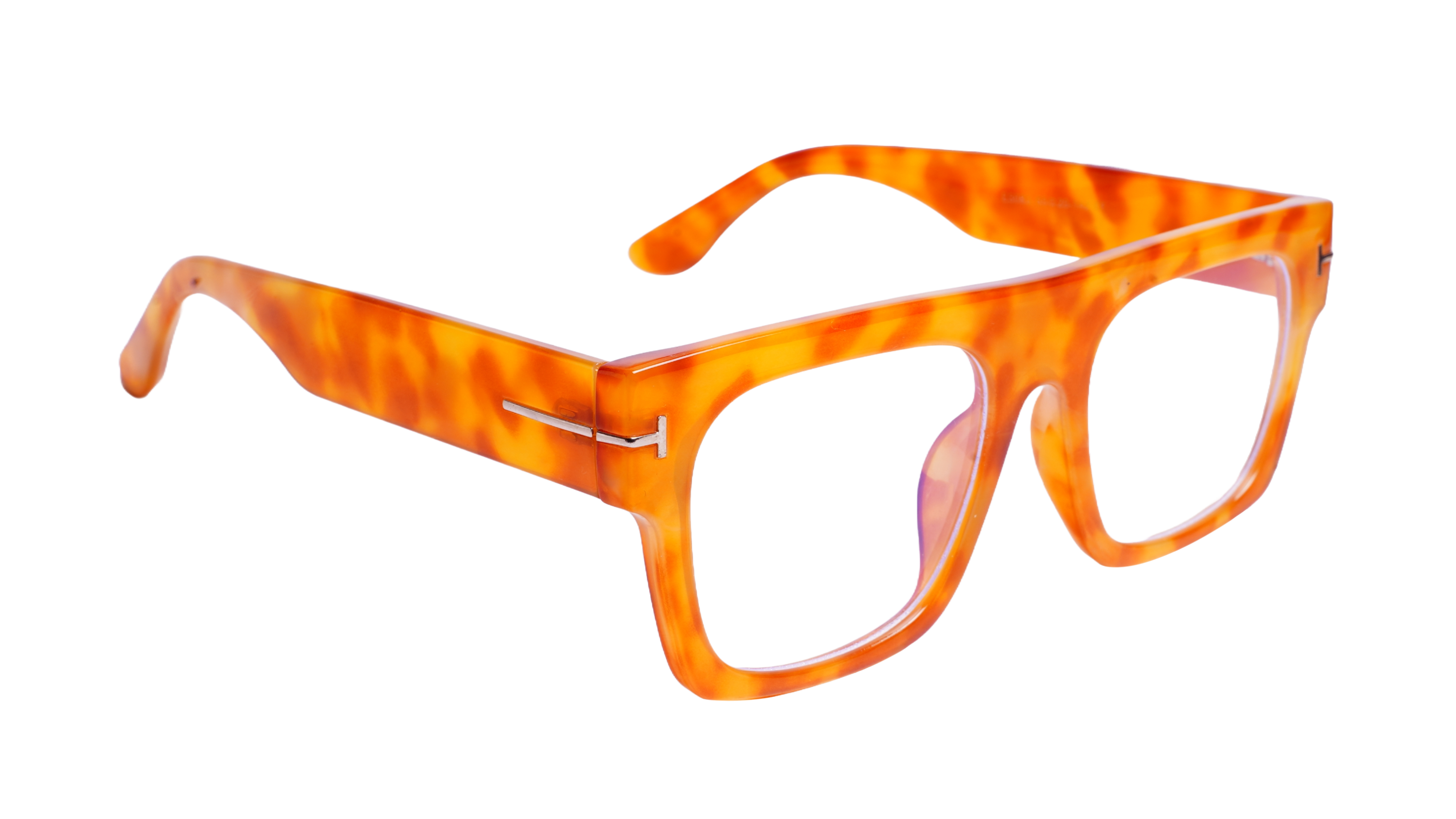 Soigné Unisex Oversized Square Spectacle Frame.Yellow&Brown