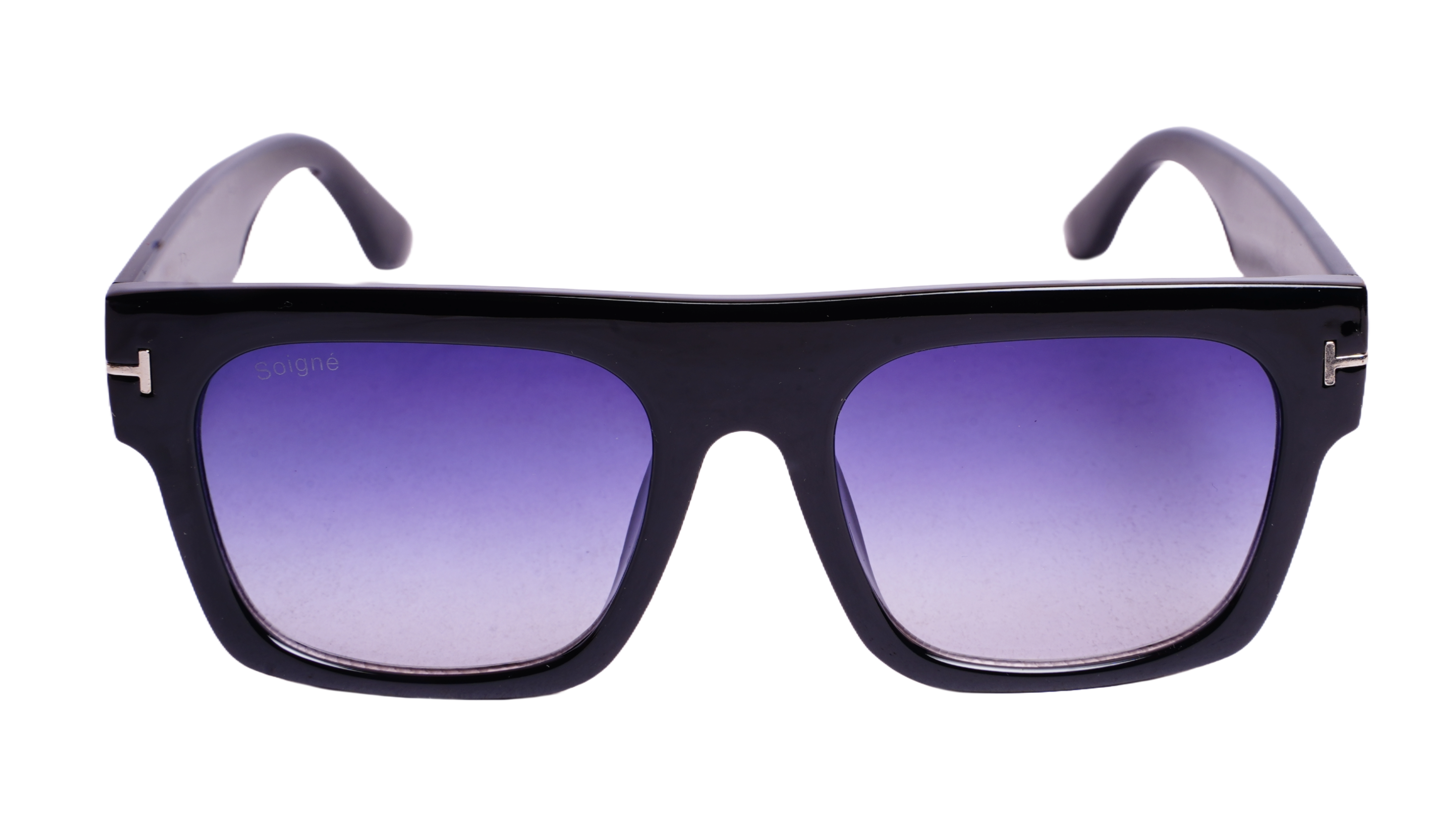 Soigné Unisex Oversized Square Sunglasses.Gloss Black