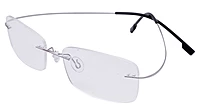 Unisex Rectangular Rimless Flexible Spectacles Frame. Silver Color Frame. Size-MEDIUM.