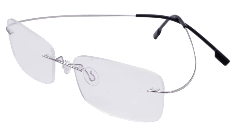 Unisex Rectangular Rimless Flexible Spectacles Frame. Silver Color Frame. Size-MEDIUM.