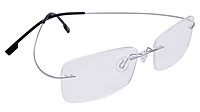 Unisex Rectangular Rimless Flexible Spectacles Frame. Silver Color Frame. Size-MEDIUM.