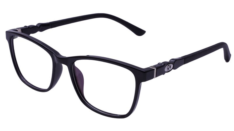 Unisex Rectangular Spectacle Frame For Kids. Glossy Black Frame. AGE-(3-8Years). Unisex Rectangular Spectacle Frame For Kids. Glossy Black Frame. AGE-(3-8Years).