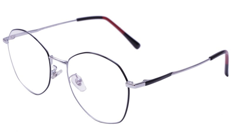 Unisex Pentagon Spectacle Frame. Silver & Black Frame Unisex Pentagon Spectacle Frame. Silver & Black Frame
