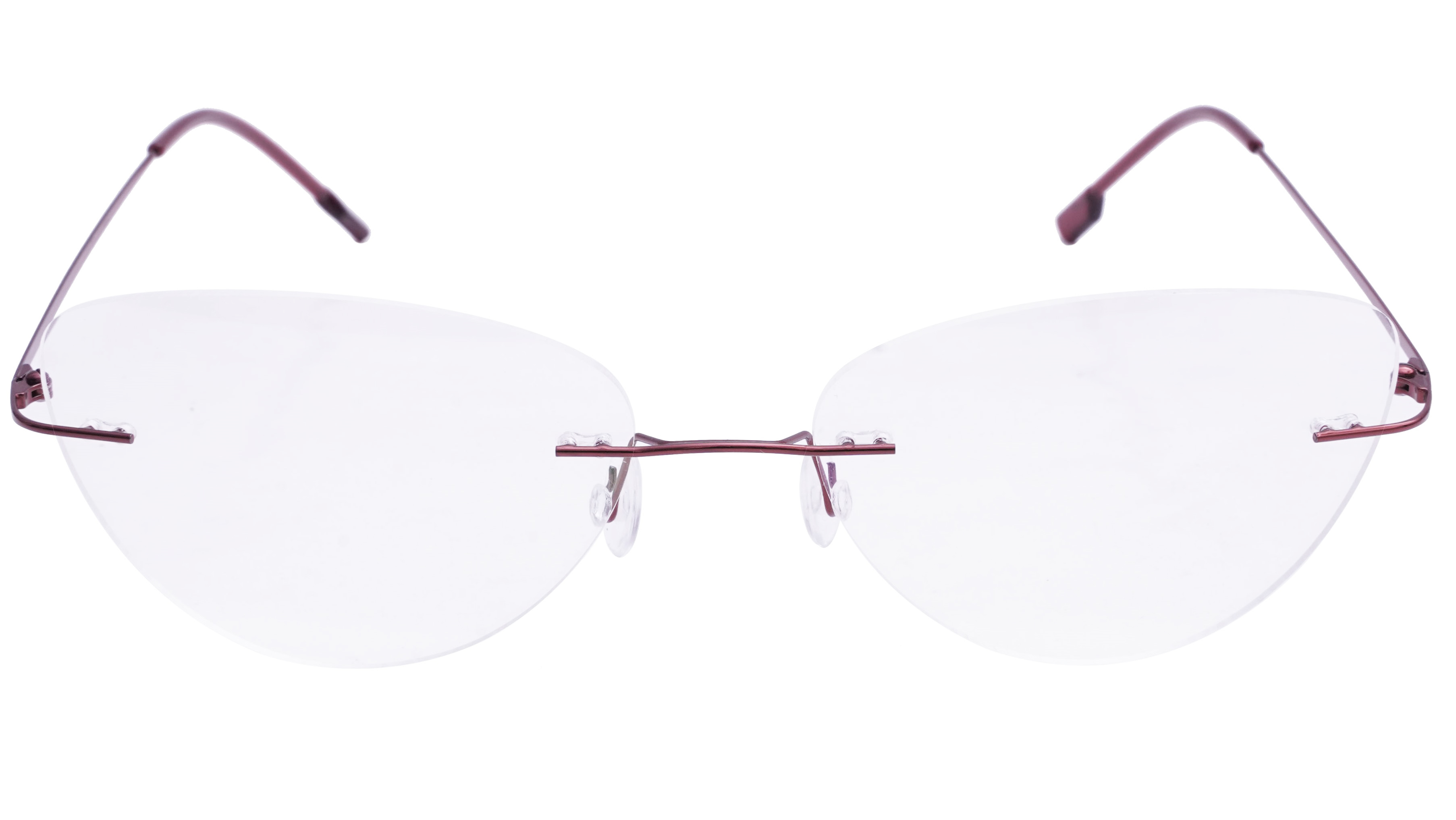 Soigné Female Medium Rimless Cat Eye Spectacle Frame. with Golden ChainRed with