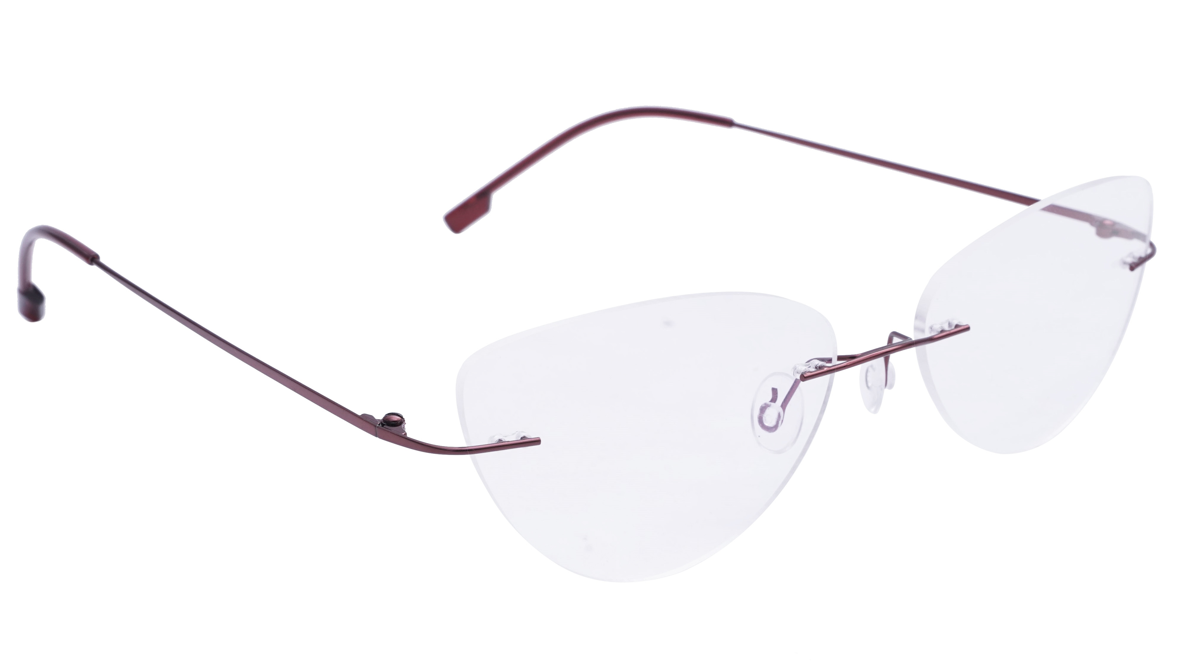 Soigné Female Medium Rimless Cat Eye Spectacle Frame. with Golden ChainRed with