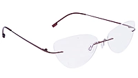 Female Rimless Cat Eye Spectacle Frame. Red Color Metal Frame. Size-MEDIUM.