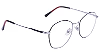 Unisex Pentagon Spectacle Frame. Silver & Black Color Frame. Size Map-MEDIUM.