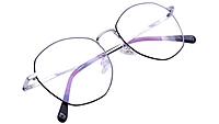 Unisex Pentagon Spectacle Frame. Silver & Black Color Frame. Size Map-MEDIUM.
