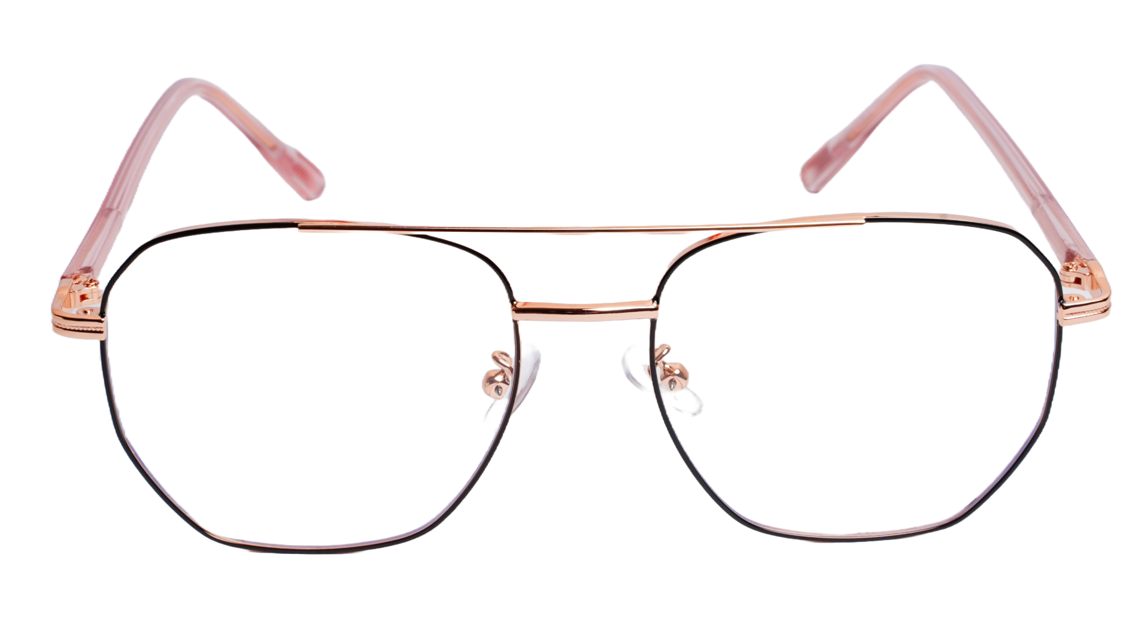 Soigné Unisex Large Pentagon Spectacle Frame.Golden&Black