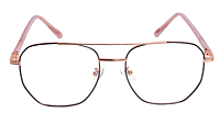 Soigné Unisex Large Pentagon Spectacle Frame.Golden&Black Soigné Unisex Large Pentagon Spectacle Frame.Golden&Black