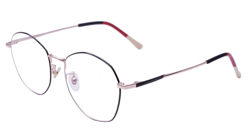 Unisex Pentagon Spectacle Frame. Black &Rose Gold Color Frame. Size-MEDIUM. Unisex Pentagon Spectacle Frame. Black &Rose Gold Color Frame. Size-MEDIUM.