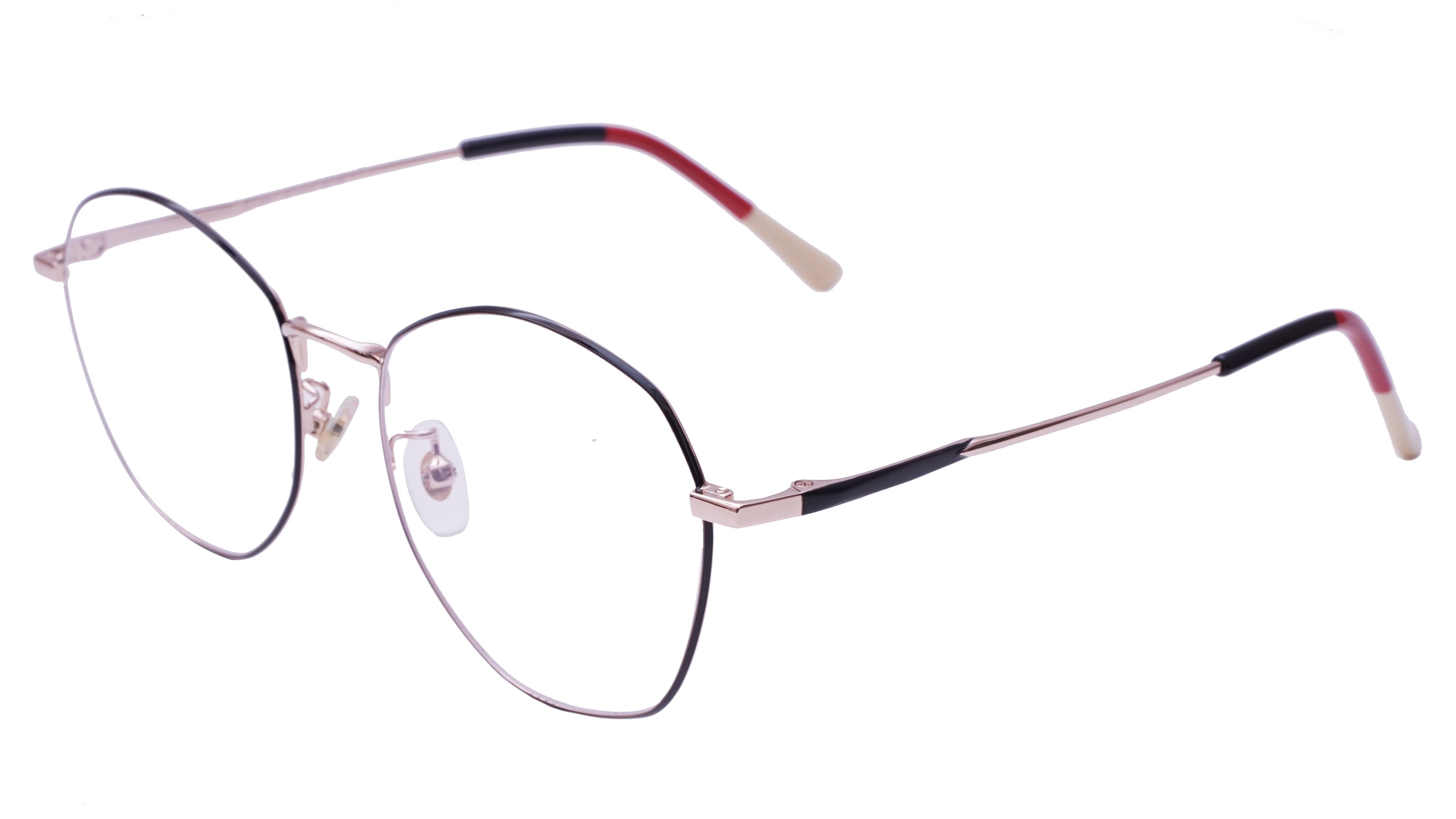 Unisex Pentagon Spectacle Frame. Black &Rose Gold Color Frame. Size-MEDIUM.