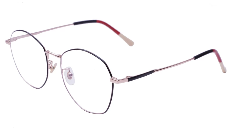 Unisex Pentagon Spectacle Frame. Black &Rose Gold Color Frame. Size-MEDIUM.